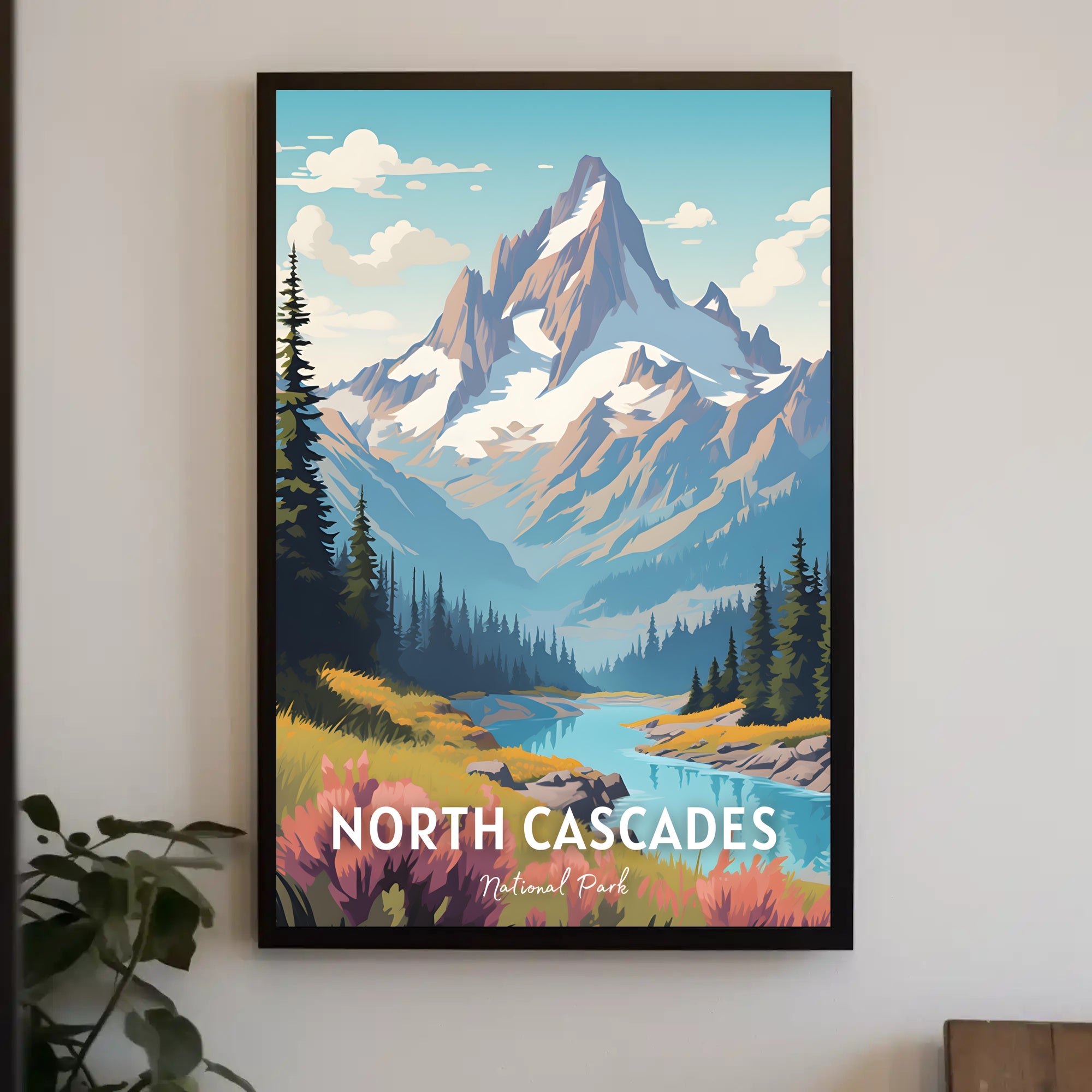 North Cascades Poster Vintage National Park Print
