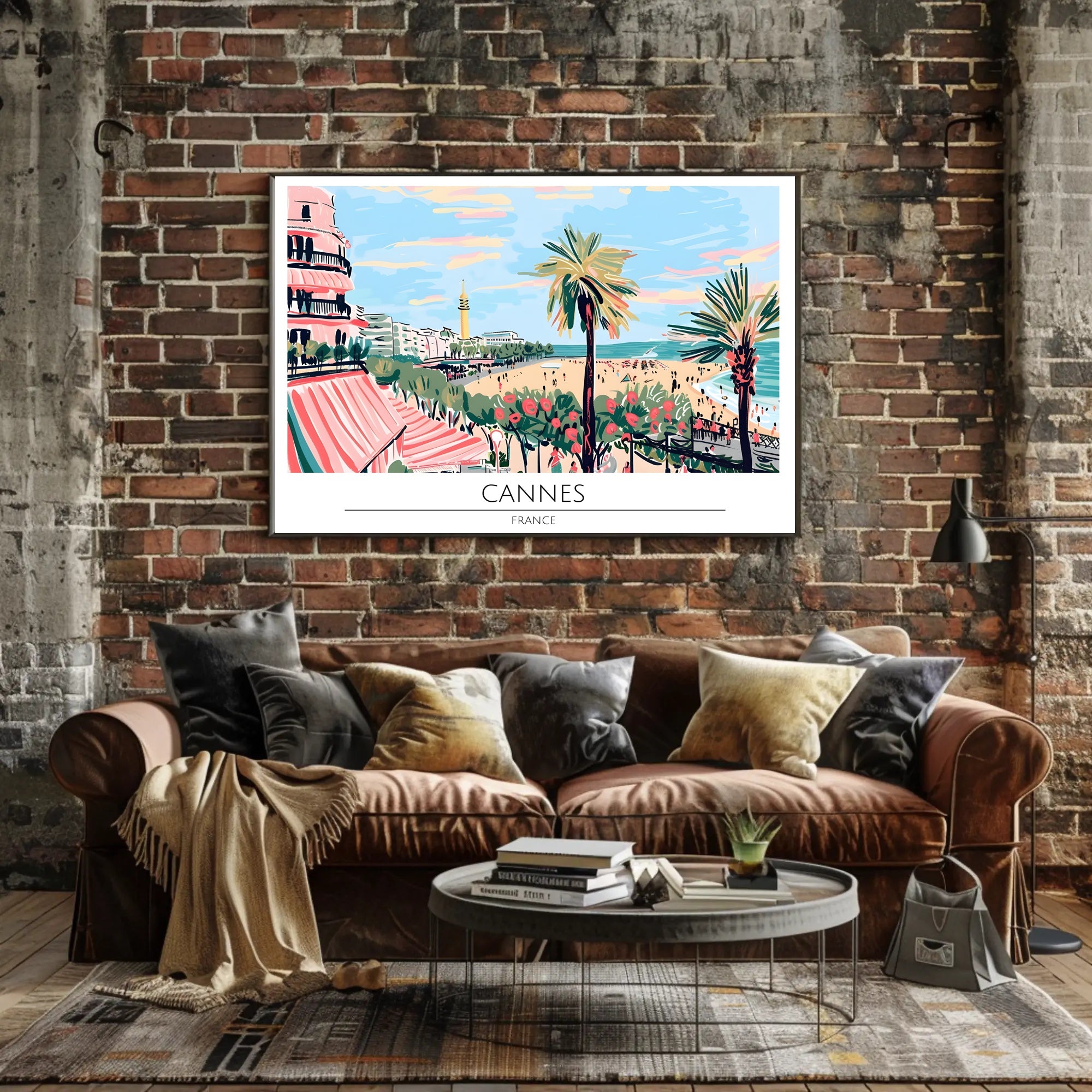 Cannes Beach Scene Poster PosterGoat