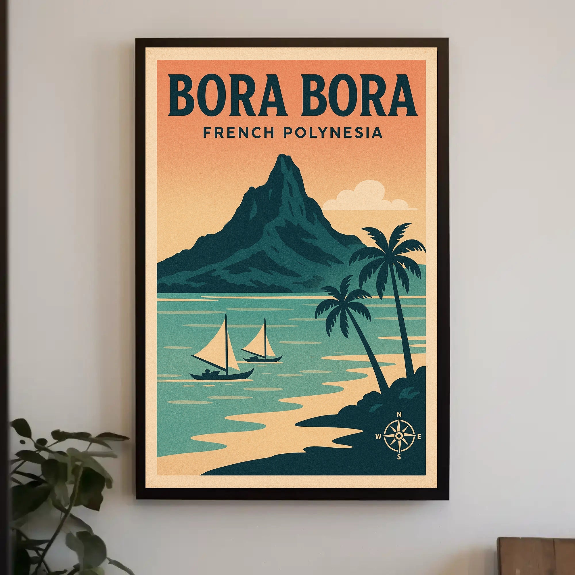 Bora Bora Vintage Travel Art, Tropical Paradise Travel Poster PosterGoat