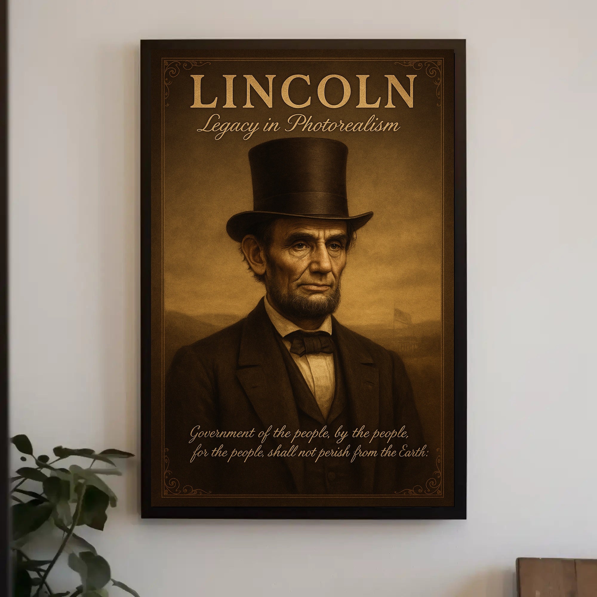 Abraham Lincoln Legacy in Photorealism Poster PosterGoat
