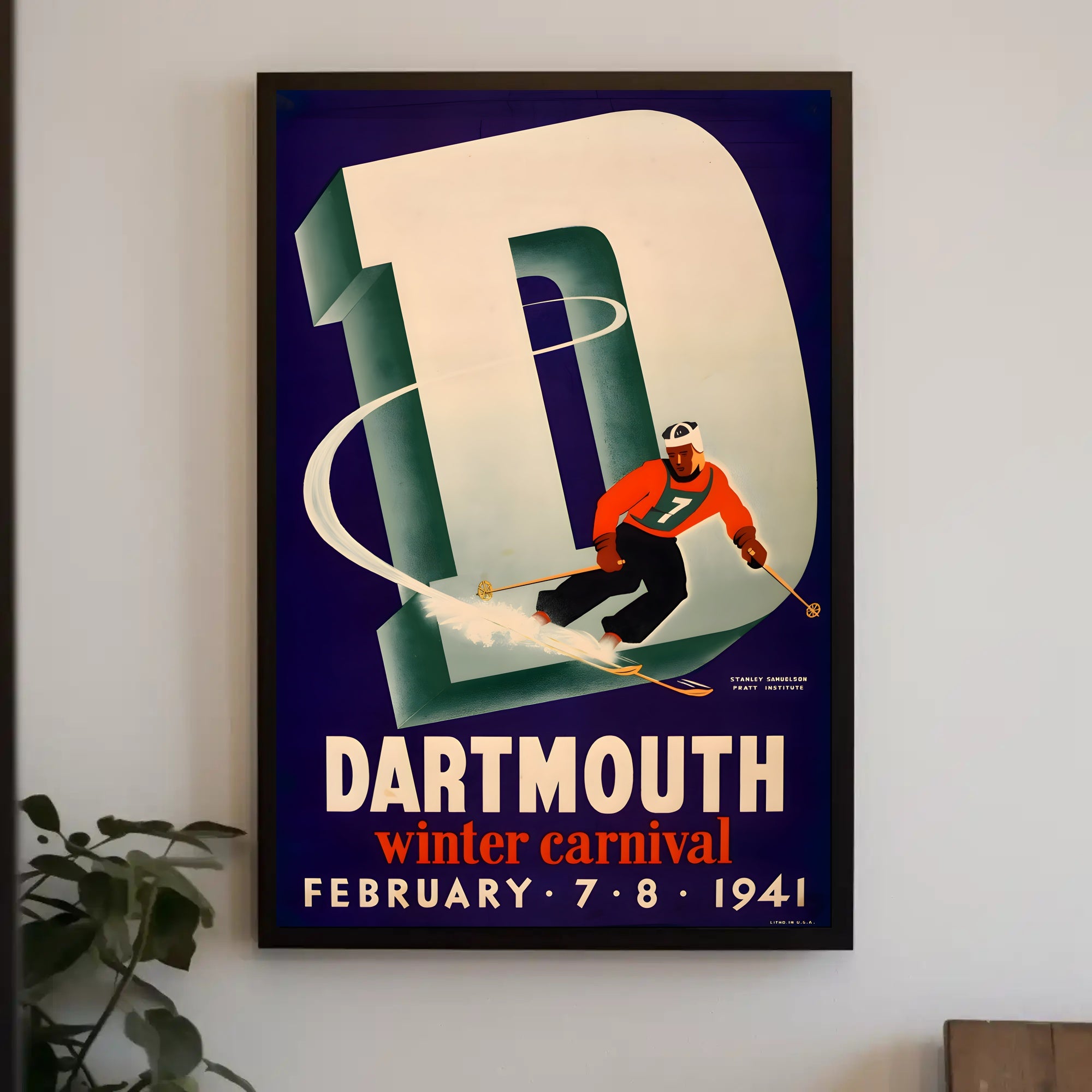 Dartmouth Winter Carnival 1941 Skier Sports Poster PosterGoat
