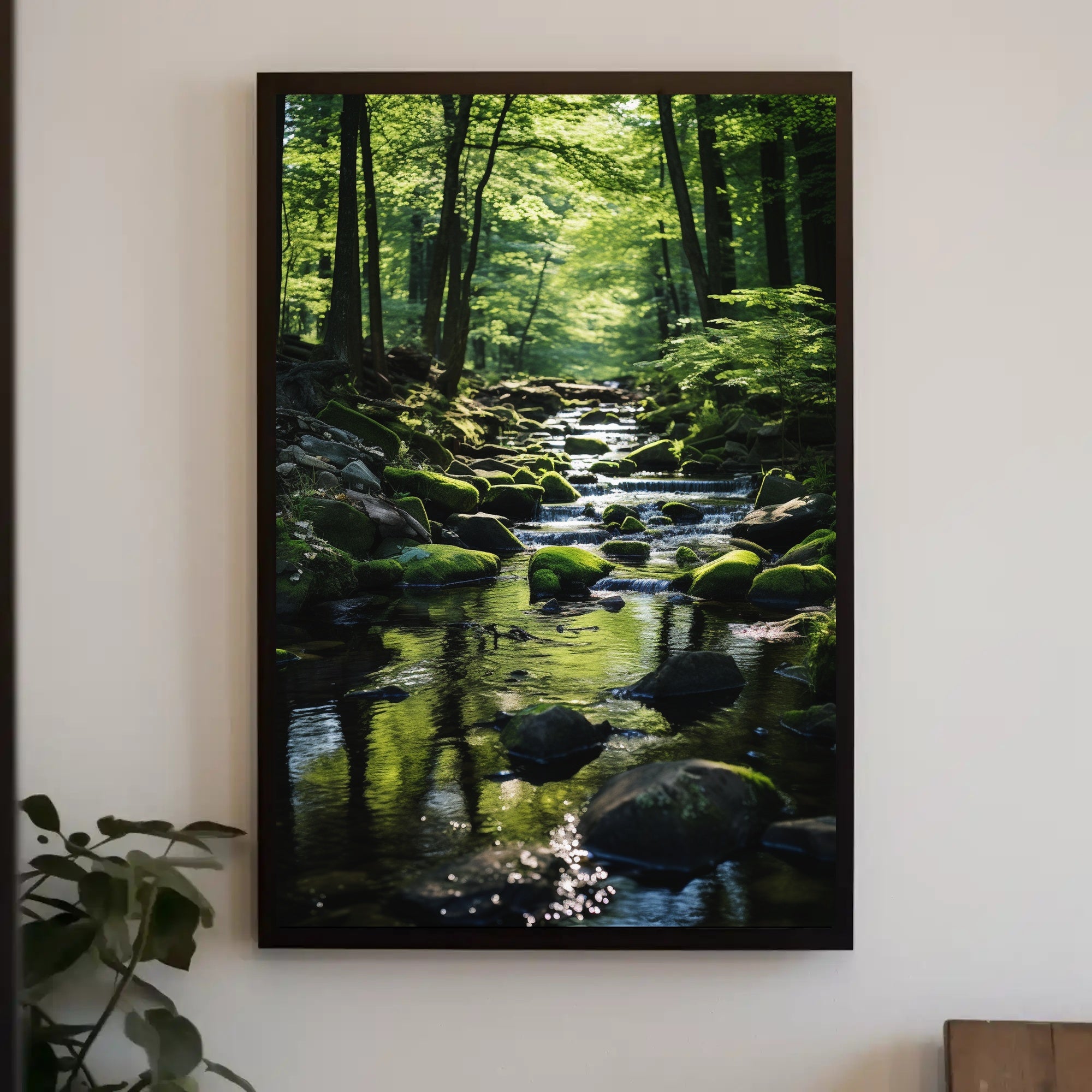 Tranquil Stream Through Lush Temperate Forest National Park Poster