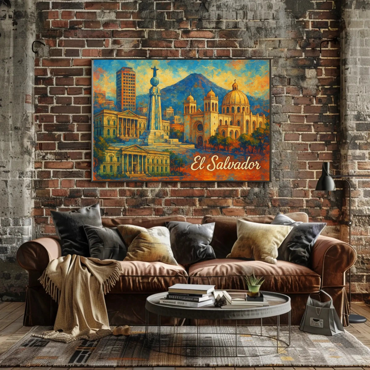 El Salvador Landmarks Travel Digital Painting Poster