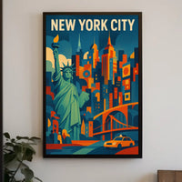 New York City Poster Abstract Urban Skyline Wall Art