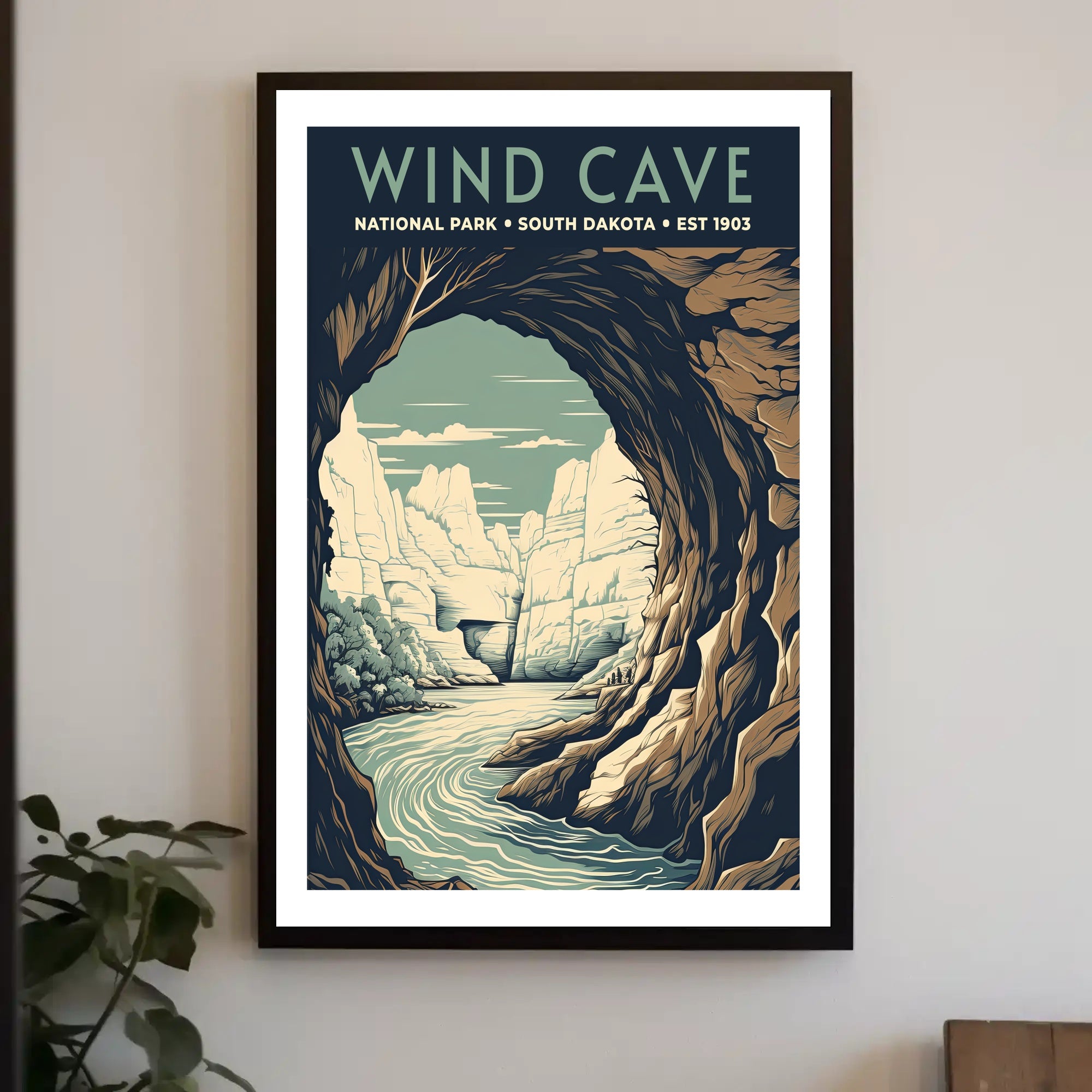 Wind Cave National Park Poster Vintage Scenic Print