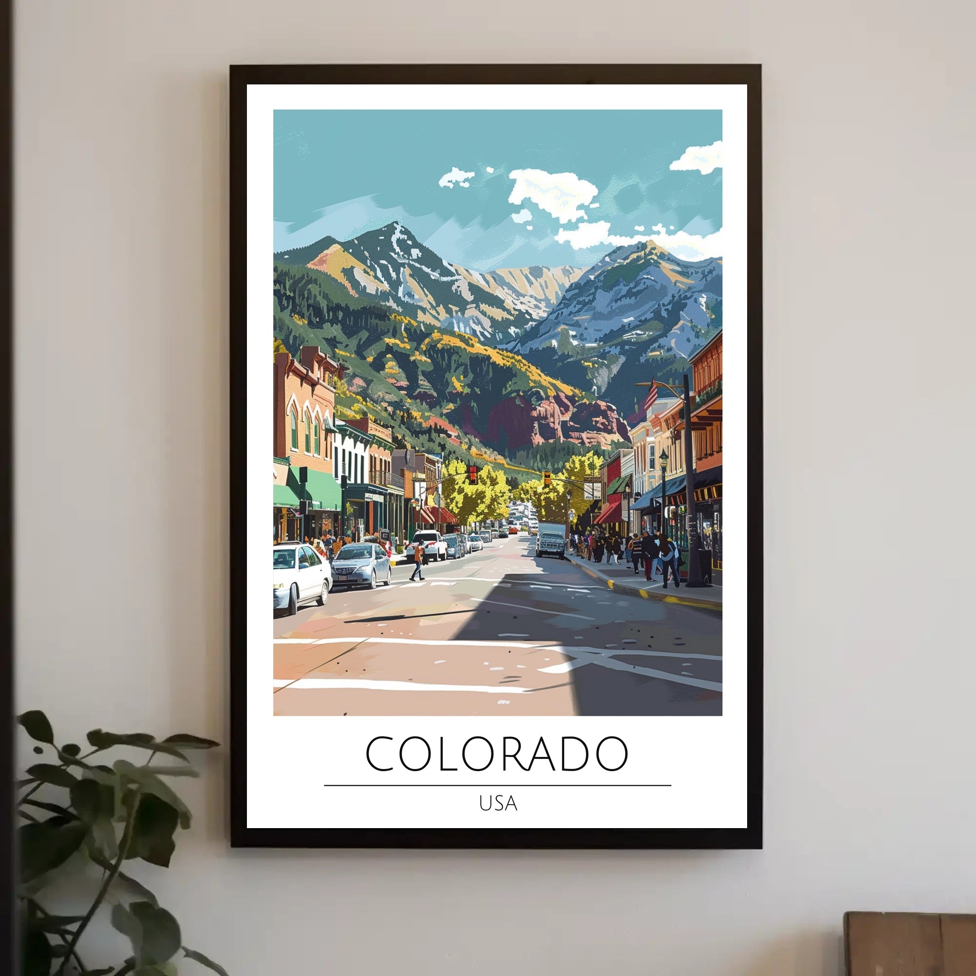 Colorado Mountain Town Scenic Vista Travel Poster
