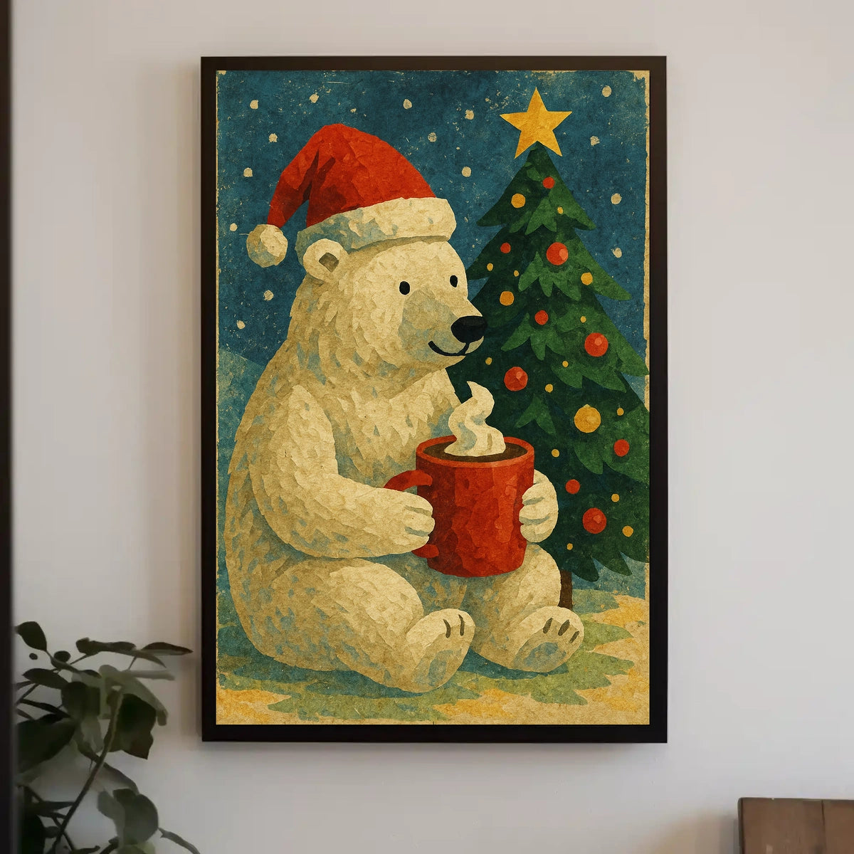 Festive Polar Bear Holiday Poster