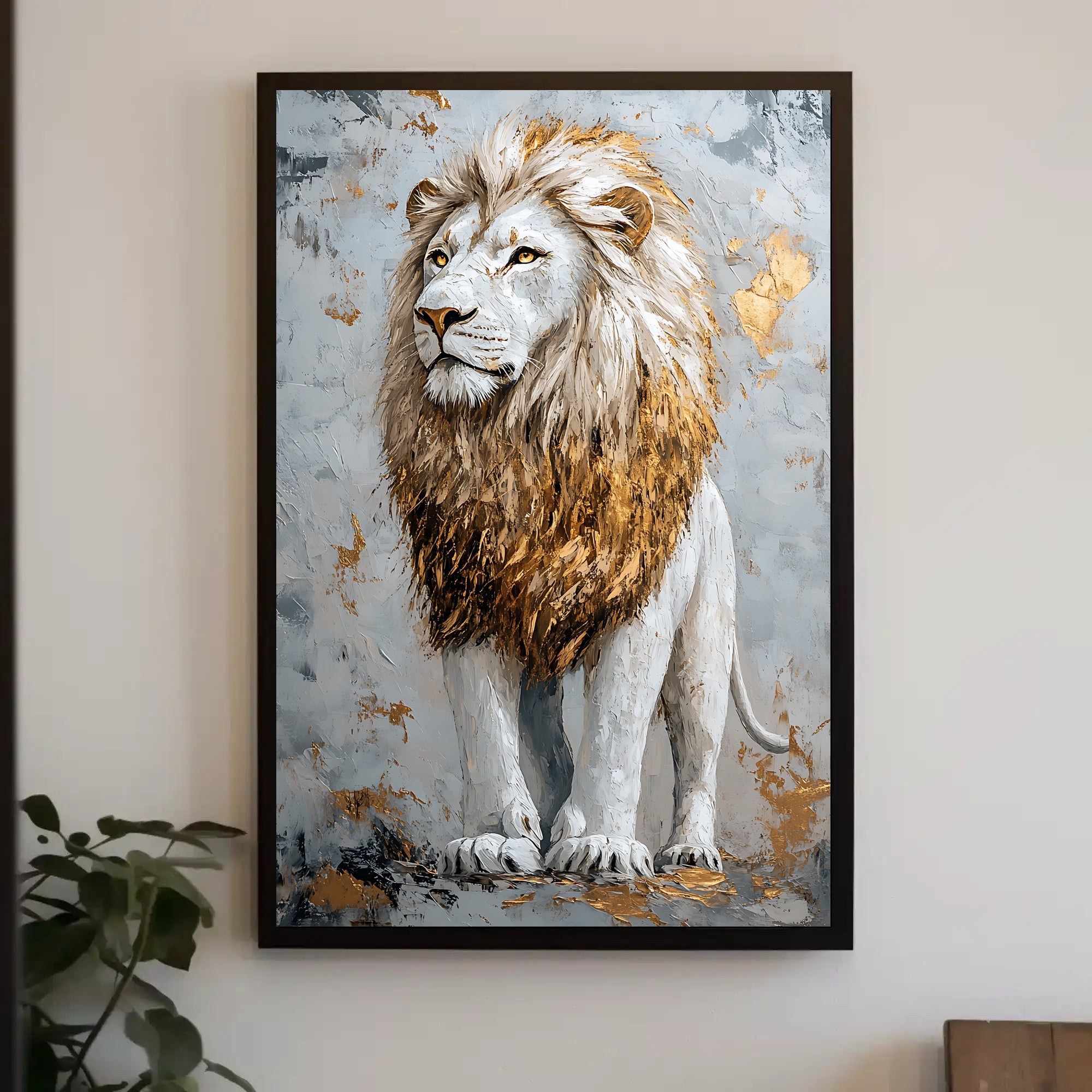 Majestic Lion in Gold and Earthy Tones Animal Poster