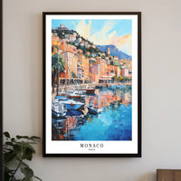 Monaco Harbor Impressionistic Style Travel Poster PosterGoat