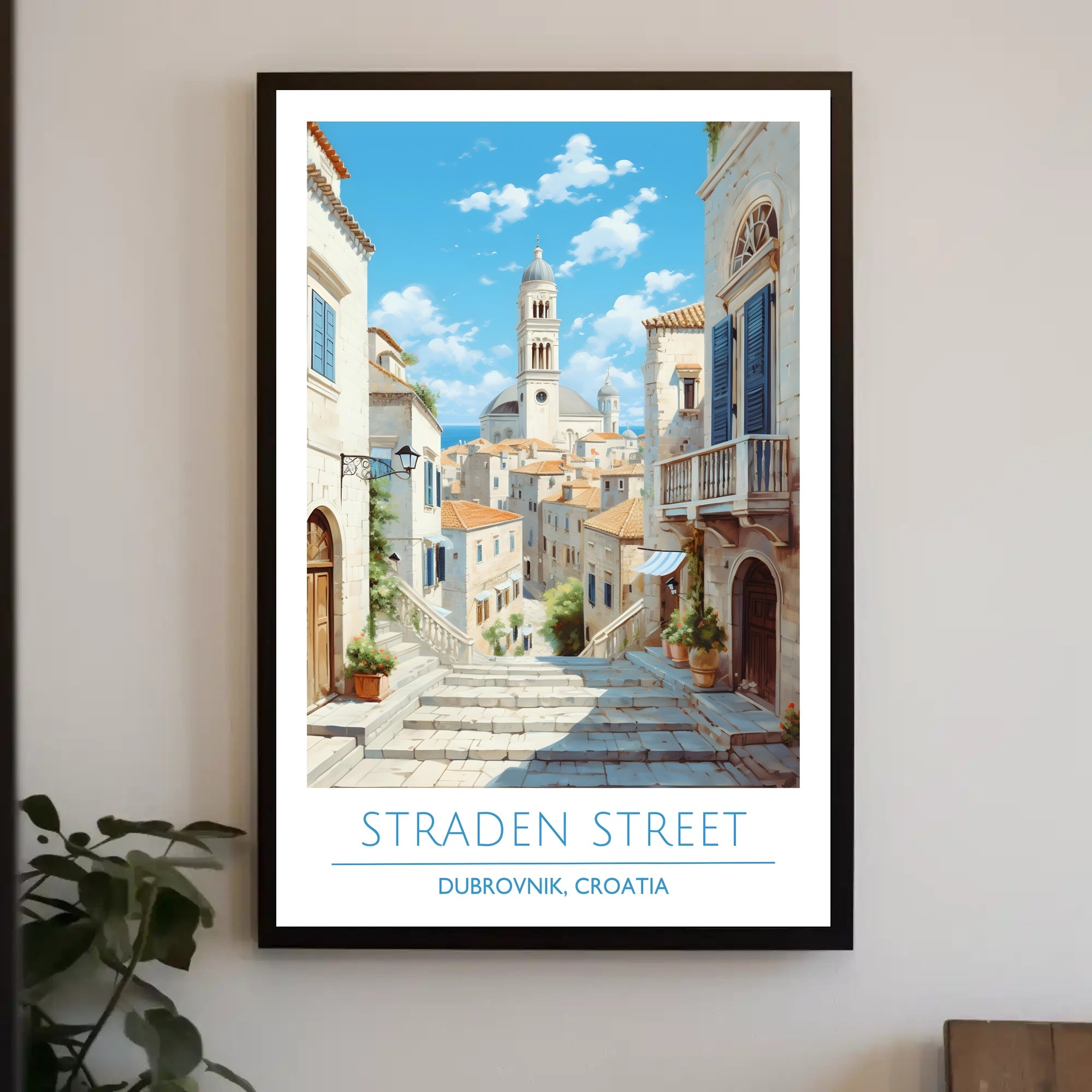 Dubrovnik Straden Street Travel Scene Poster