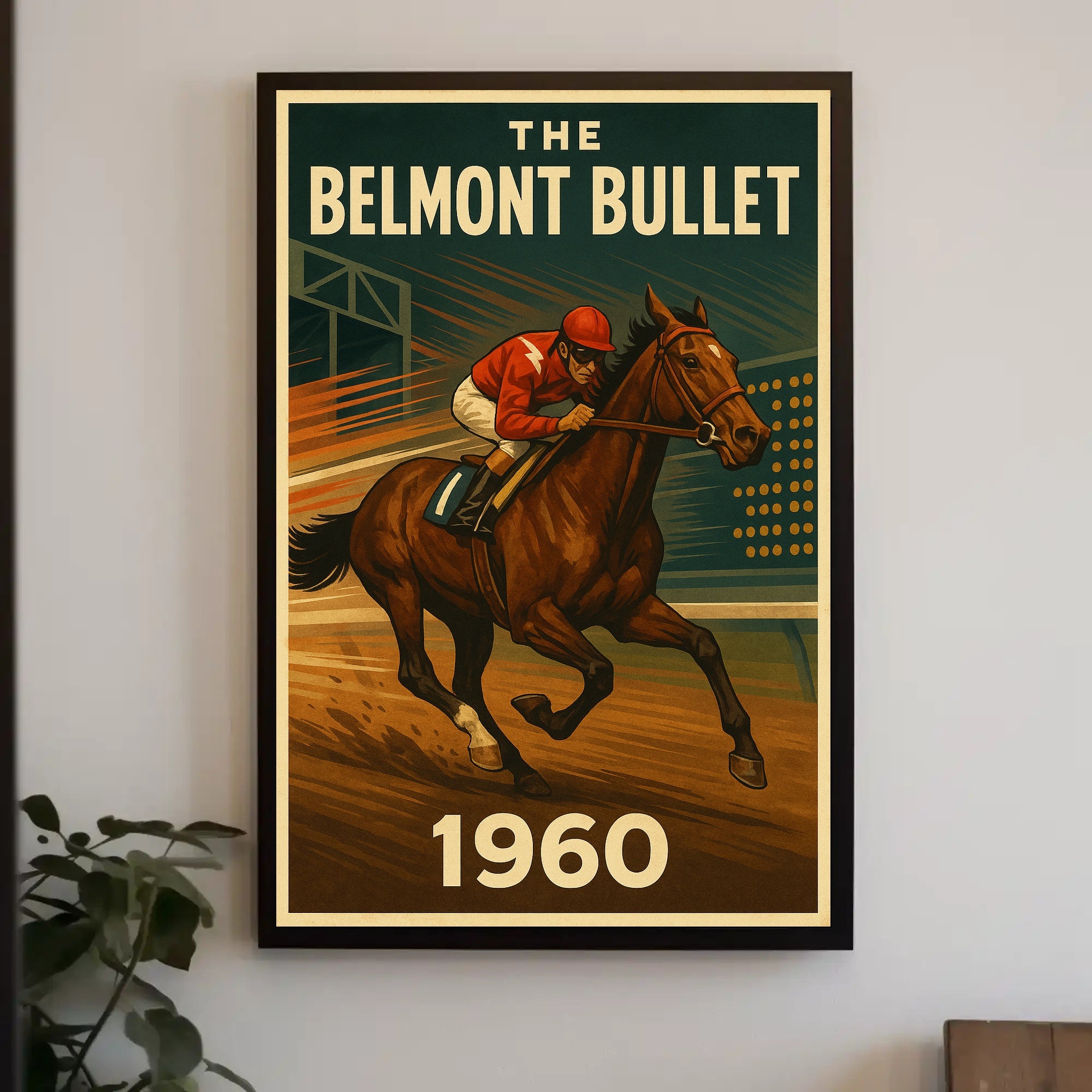 Vintage Horse Racing Thrills 1960s Sports Poster