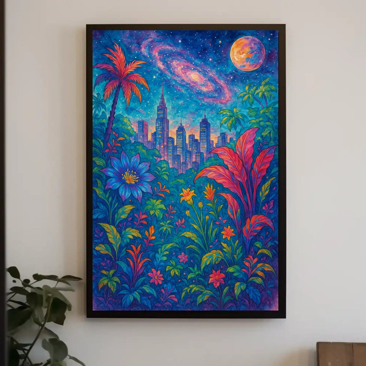 Cosmic Jungle Cityscape Poster