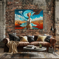 Surreal Desert Landscape with Dreamlike Elements - Artistic Poster