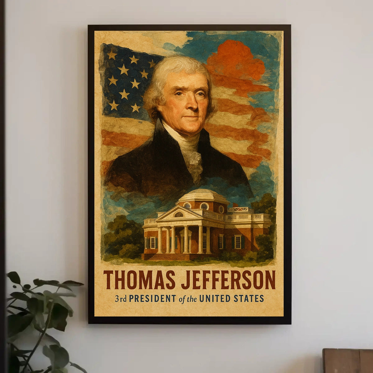 Thomas Jefferson 3rd President of the United States Layered Digital Collage Poster