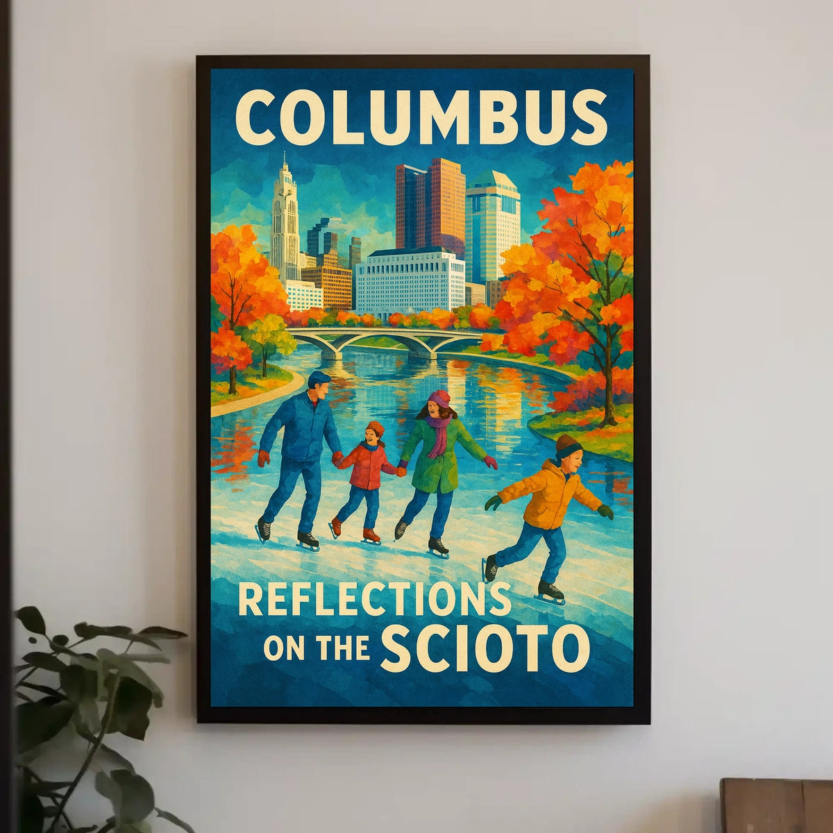 Columbus Reflections on the Scioto Poster
