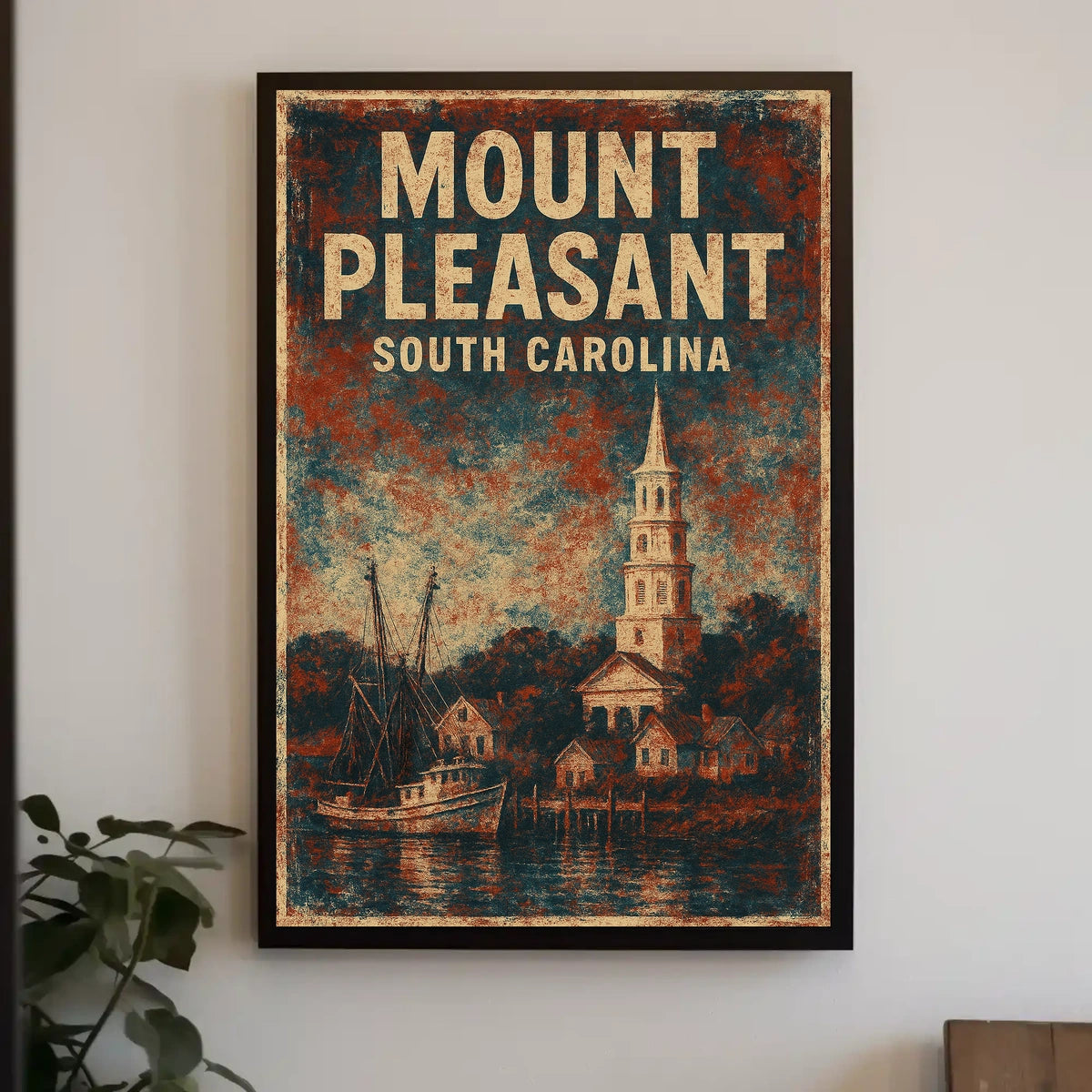 Mount Pleasant Coastal Skyline Watercolor Poster