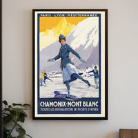 Vintage Chamonix Travel Poster - Elegant Alpine Winter Sports Adventure PosterGoat