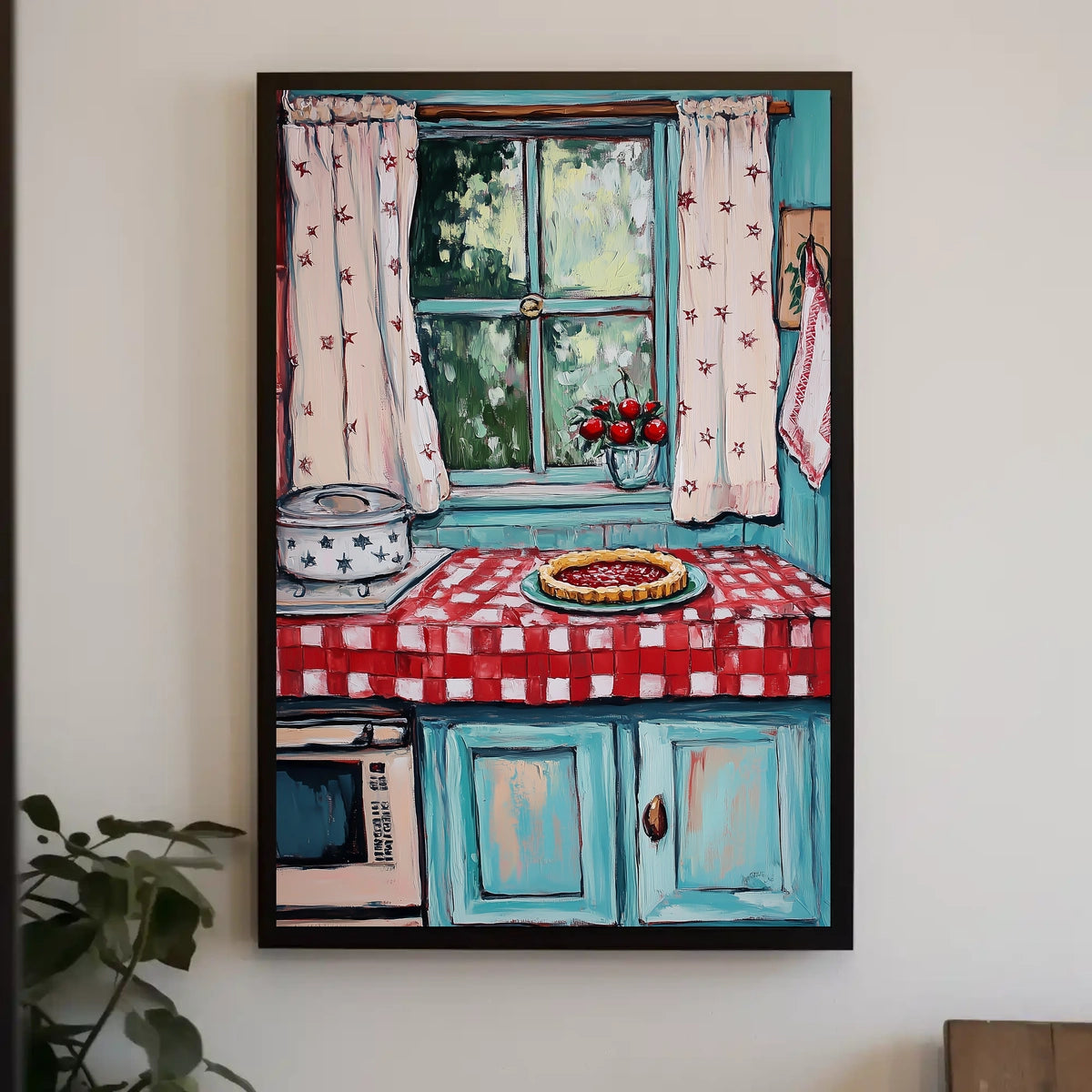 Grandmas Kitchen Scene With Cherry Pie Artwork Poster
