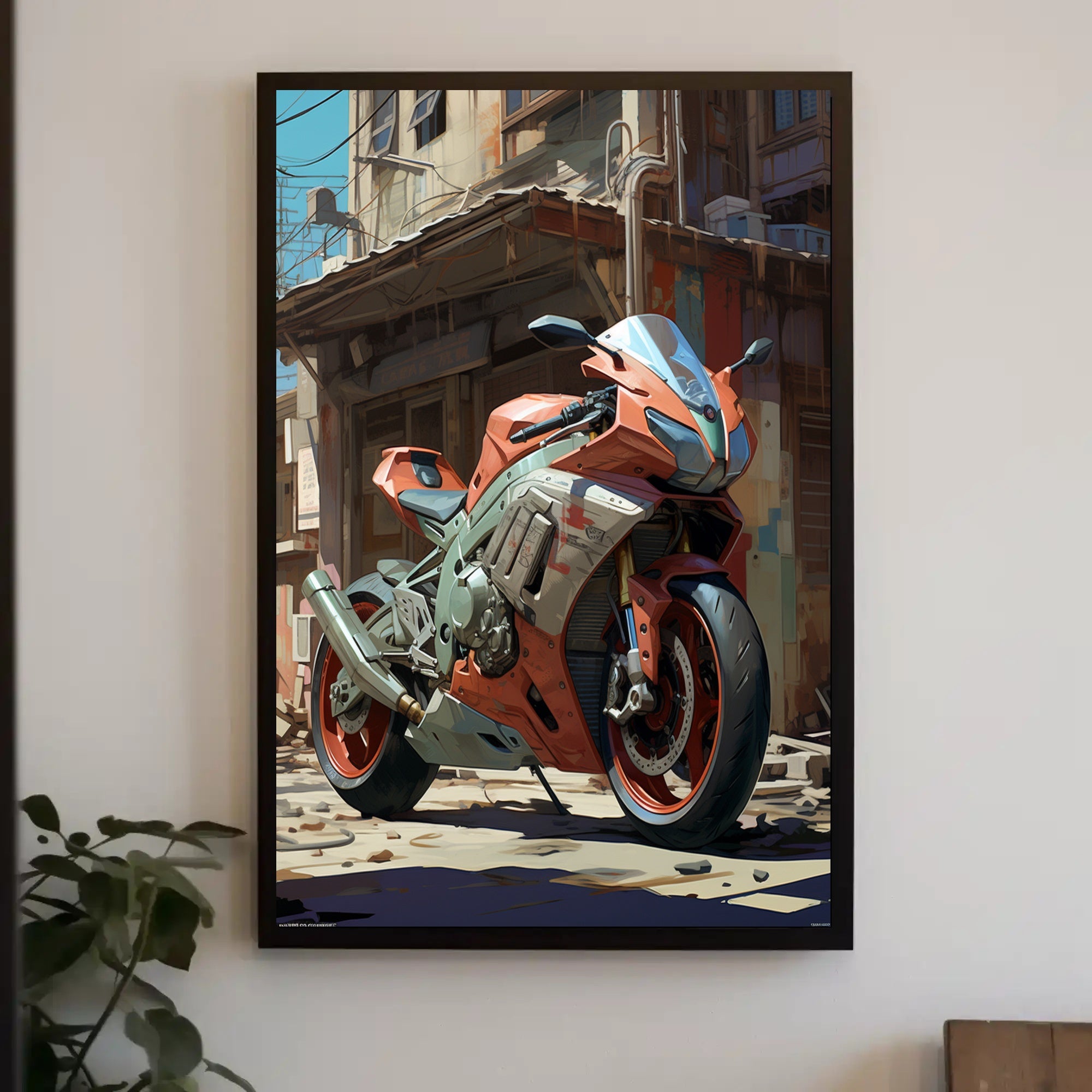 Urban Motorcycle Art Poster PosterGoat