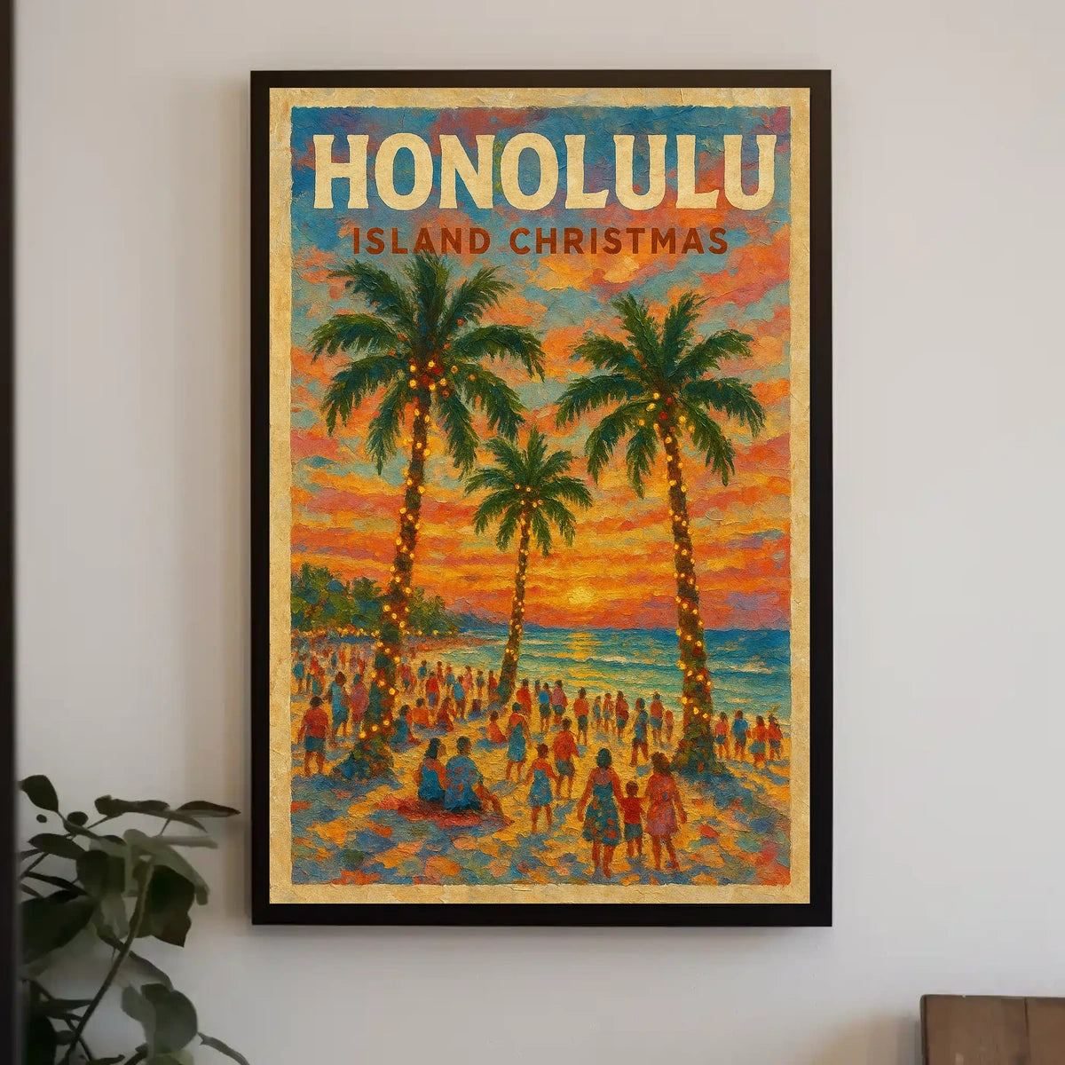 Honolulu Island Christmas Poster