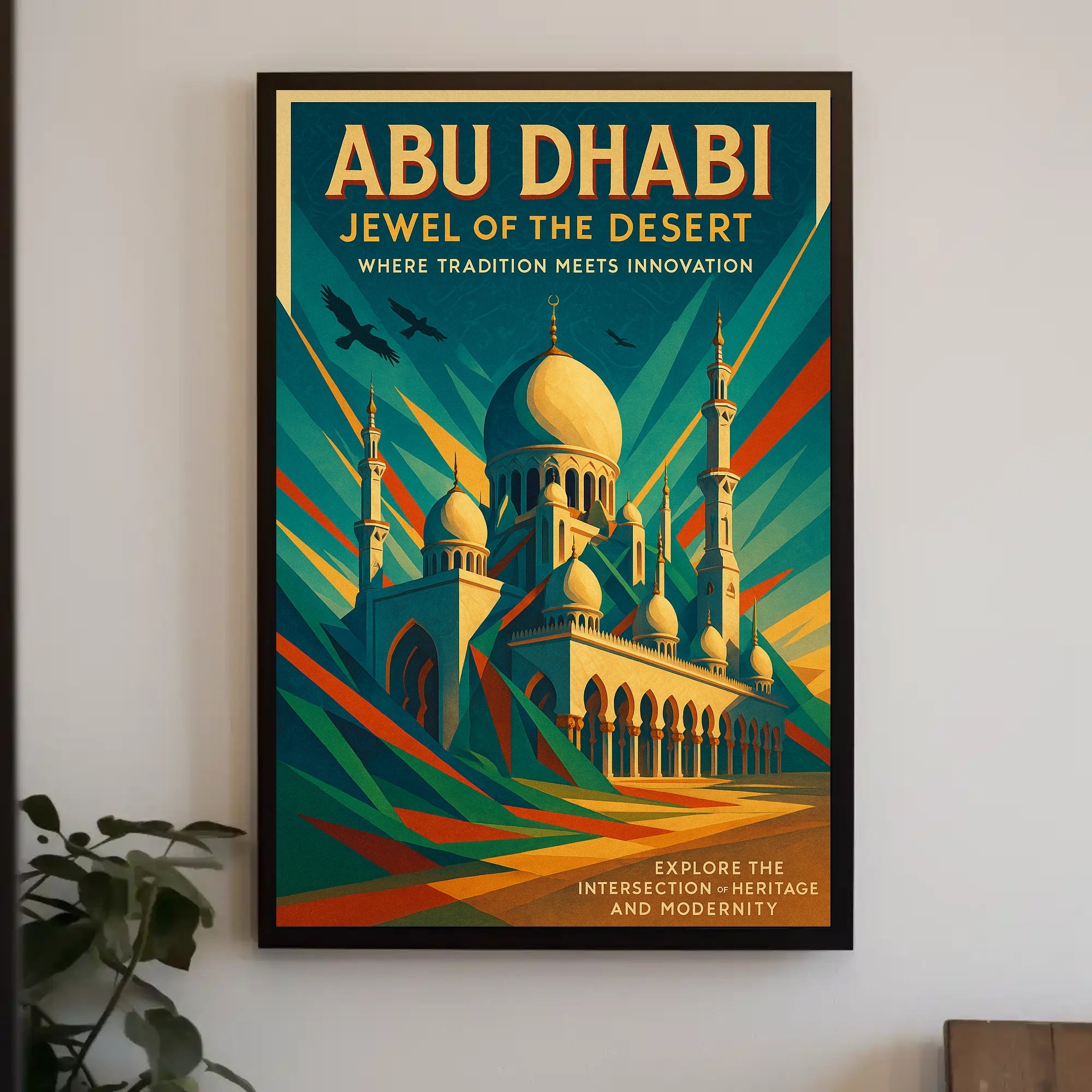 Abu Dhabi Jewel Desert Cityscape Travel Poster