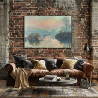 Serene European River Scene at Sunset Artistic Poster