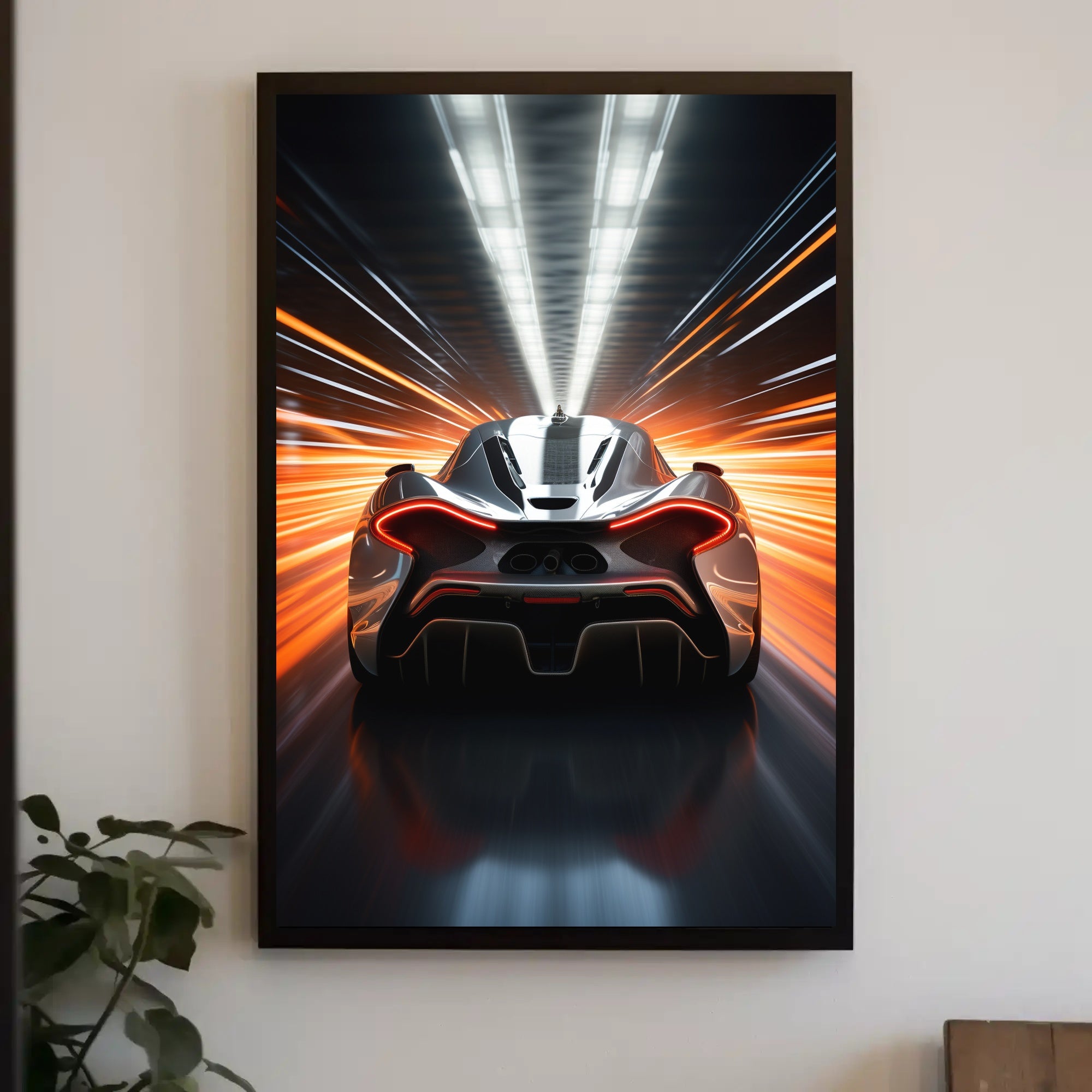 Sleek Modern Sports Car Racing Futuristic Sci-Fi Poster