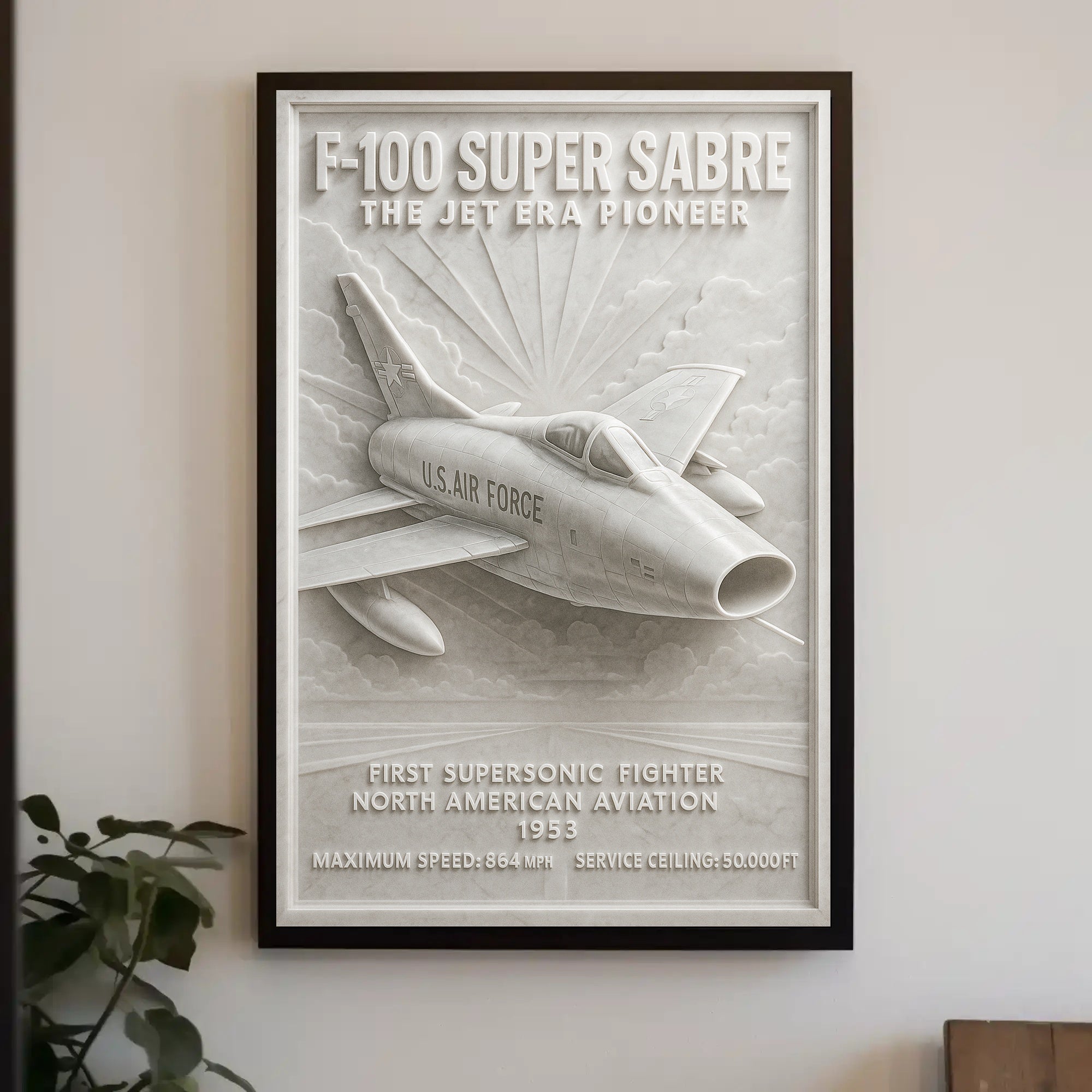 F-100 Super Sabre Vintage Military Aviation Art Poster