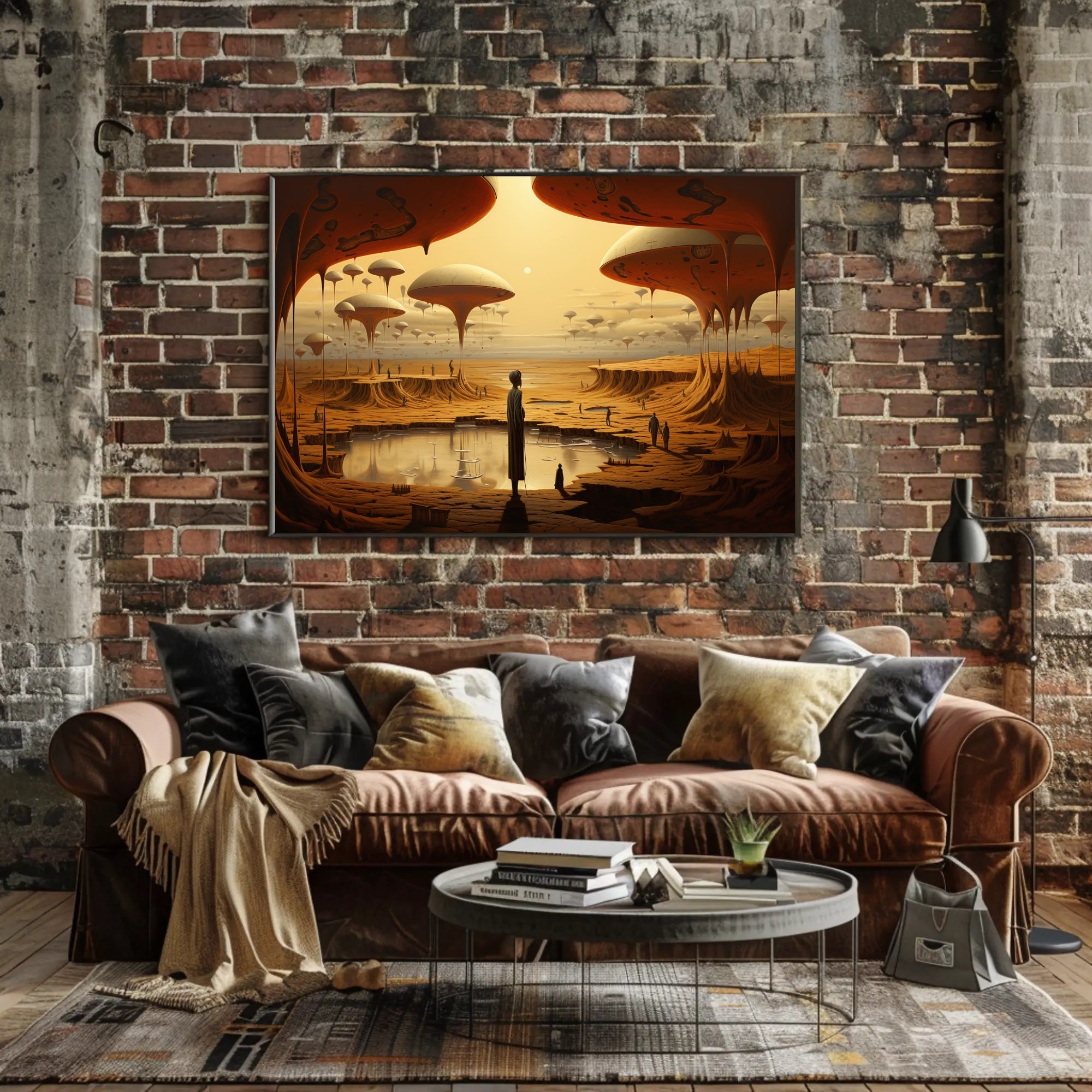 Surreal Alien Landscape Art Print Enhances Futuristic Sci-Fi Poster