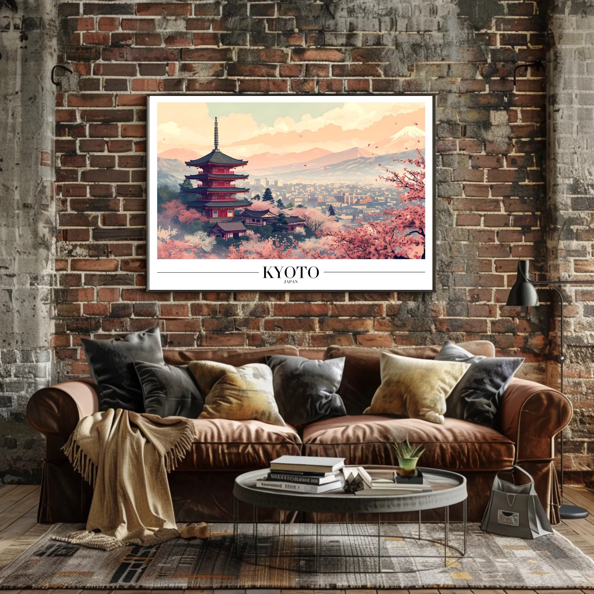Kyoto Serenity: Cherry Blossoms and Pagoda Cultural Poster