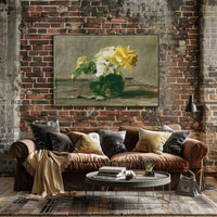Vase of Yellow and White Roses Poster