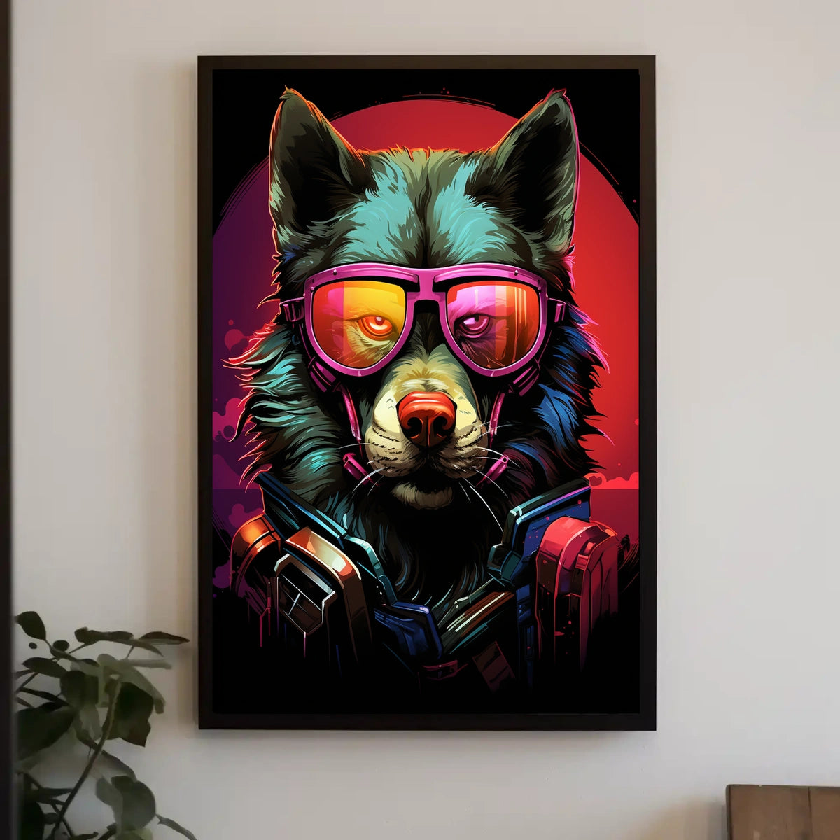 Futuristic Wolf in Sunglasses Futuristic Sci-Fi Poster