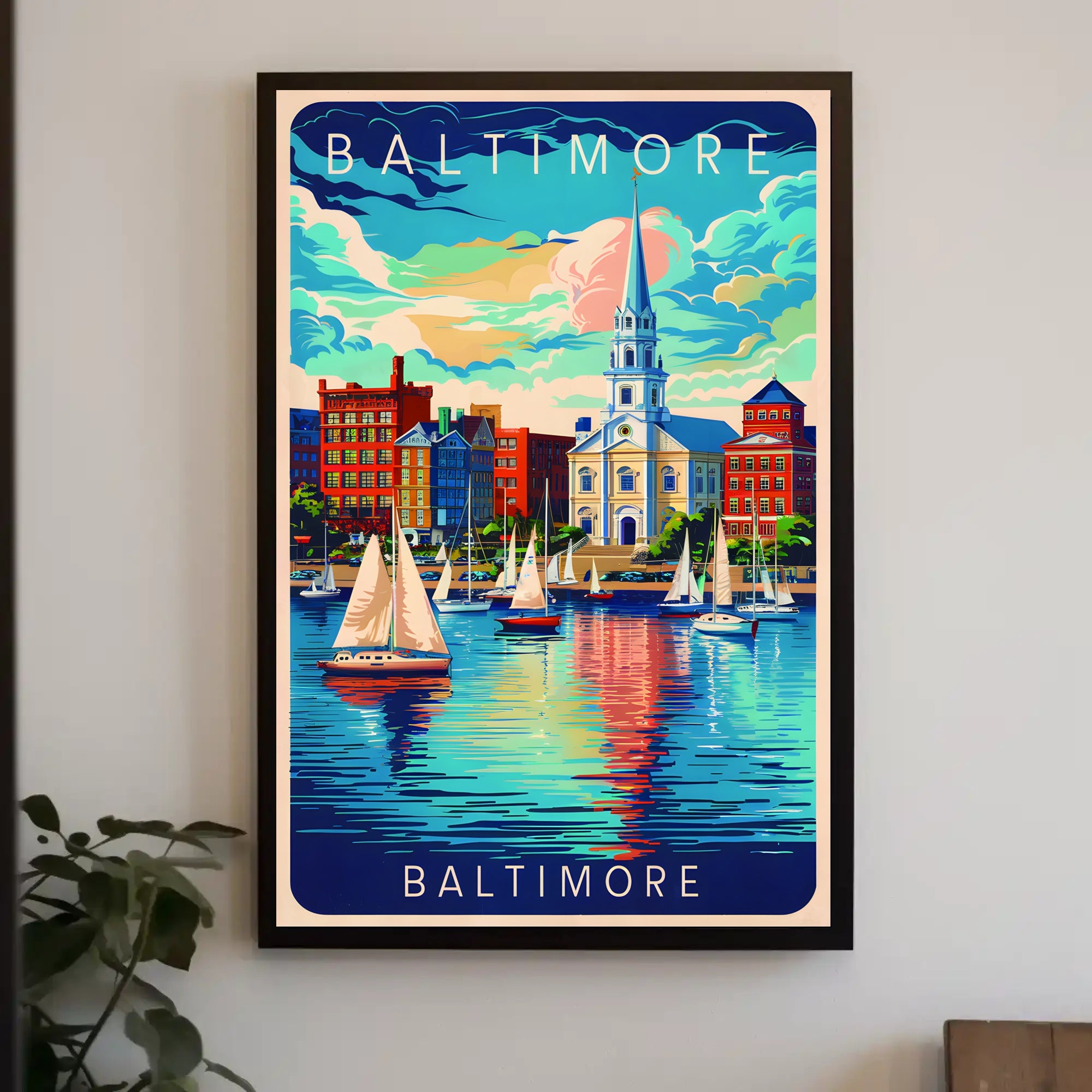 Baltimore Harbor Illustration Poster