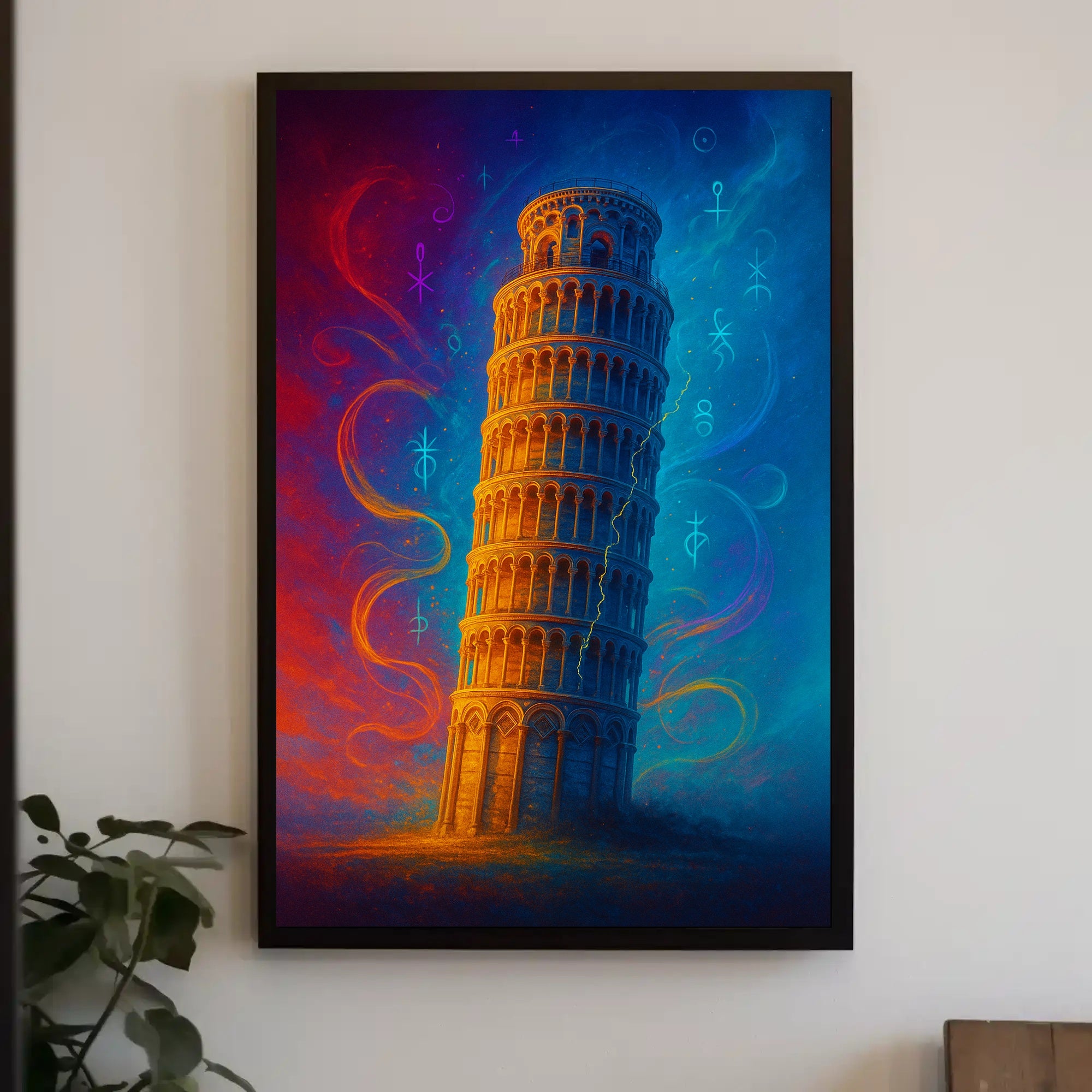Enchanted Leaning Tower Poster Vintage Travel Wall Art