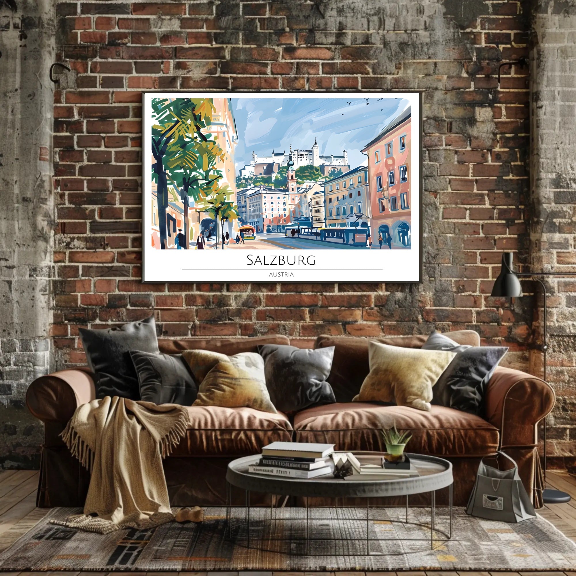 Salzburg Scenic Illustration Poster PosterGoat