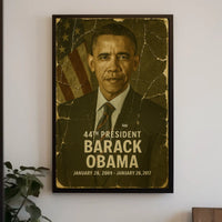 Barack Obama 44th President of the United States Damaged Photograph Poster