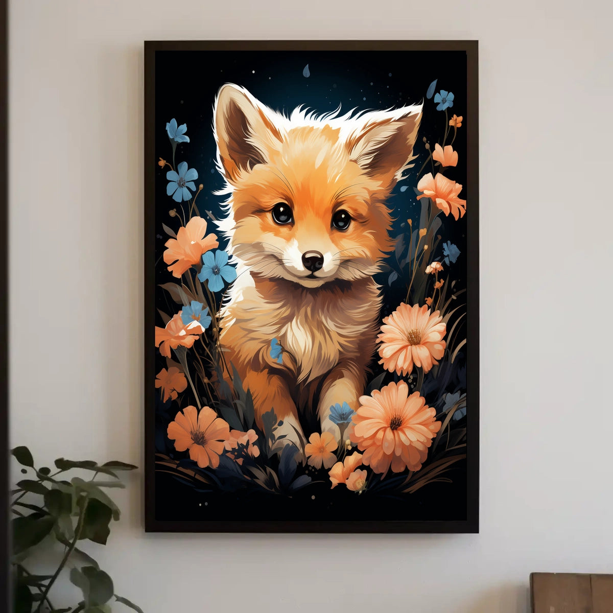 Enchanted Fox Blooming Forest Whimsical Nature Lovers Art Inspiring Spring Scene Colorful Blooms Poster
