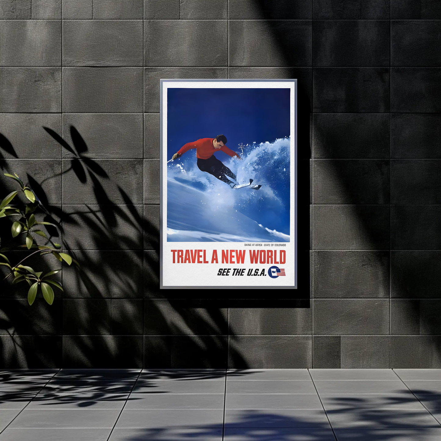 Colorado - Skiing in Aspen Vintage Travel Poster