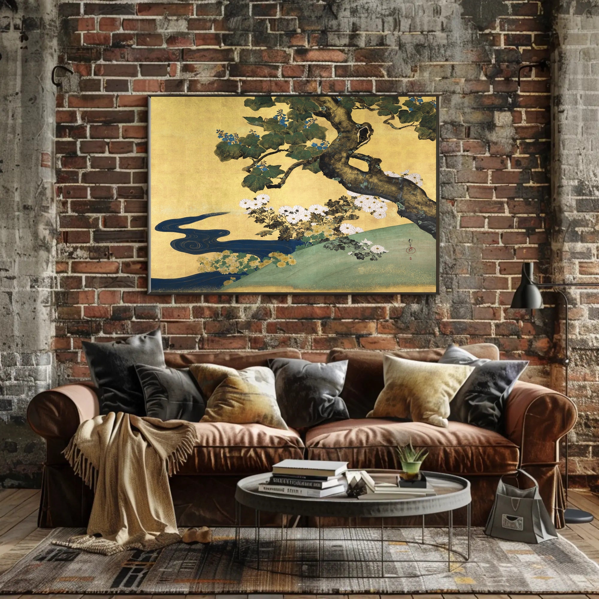 Serene Japanese Landscape Painting in Artistic Poster