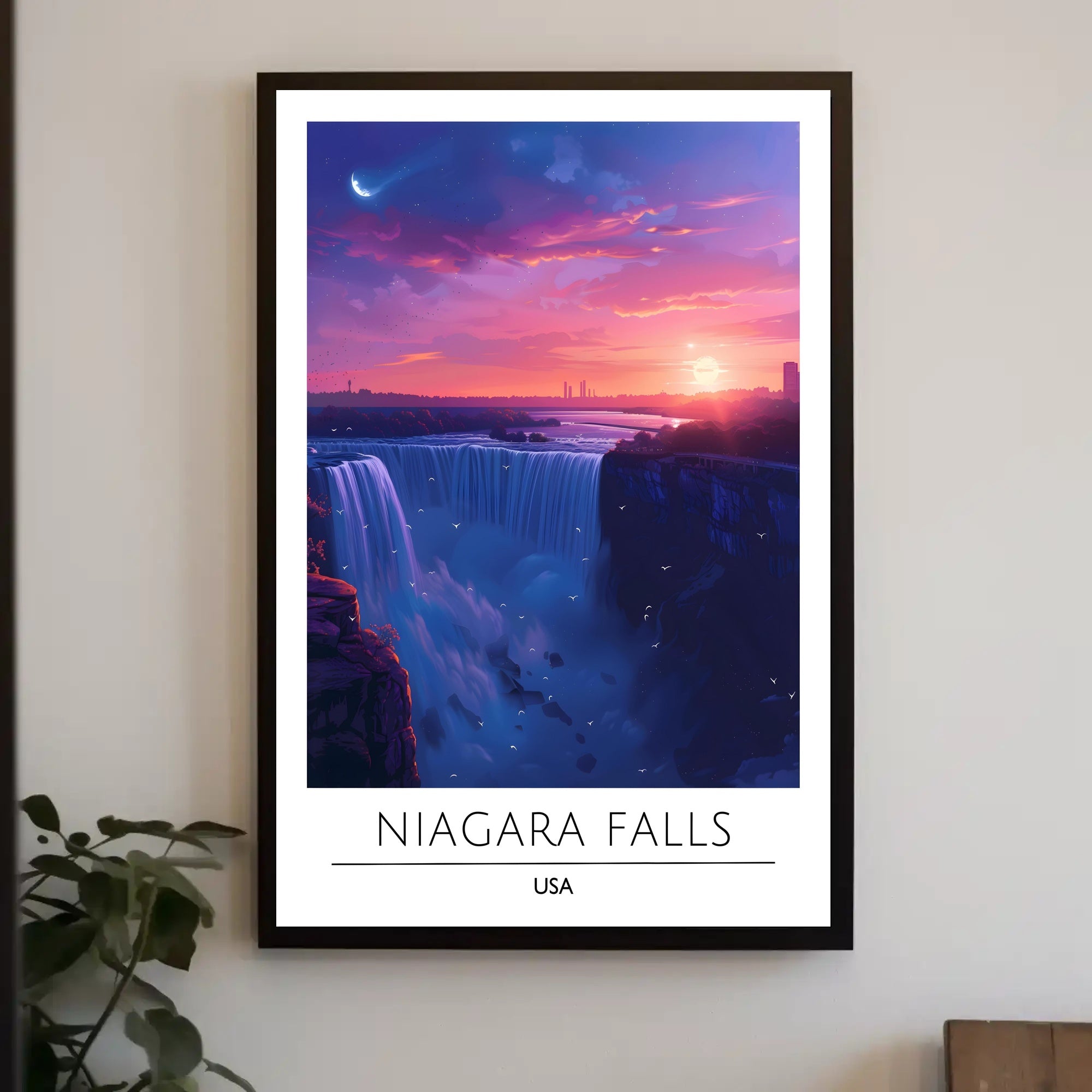 Niagara Falls Sunset Travel Poster