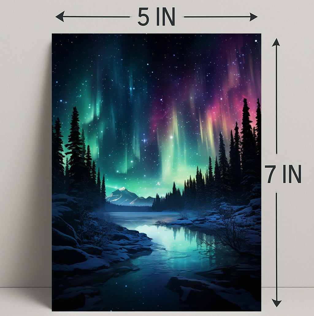 Aurora Borealis Over A Winter Landscape Poster