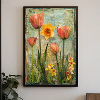 Floral Elegance: Tulips & Daffodils Vintage Artistic Poster PosterGoat
