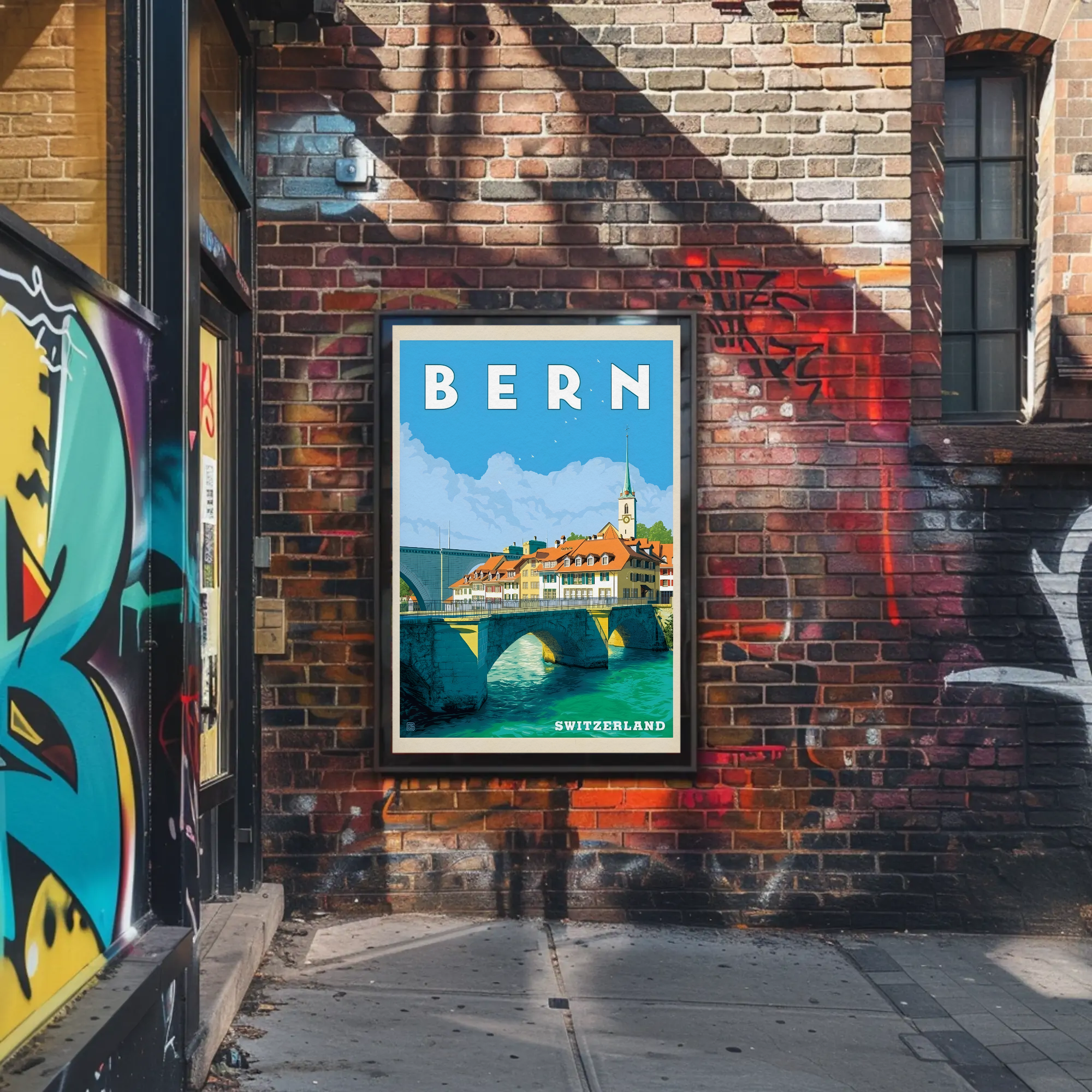 Bern Travel Charm: Vibrant Cityscape Vintage Travel Poster