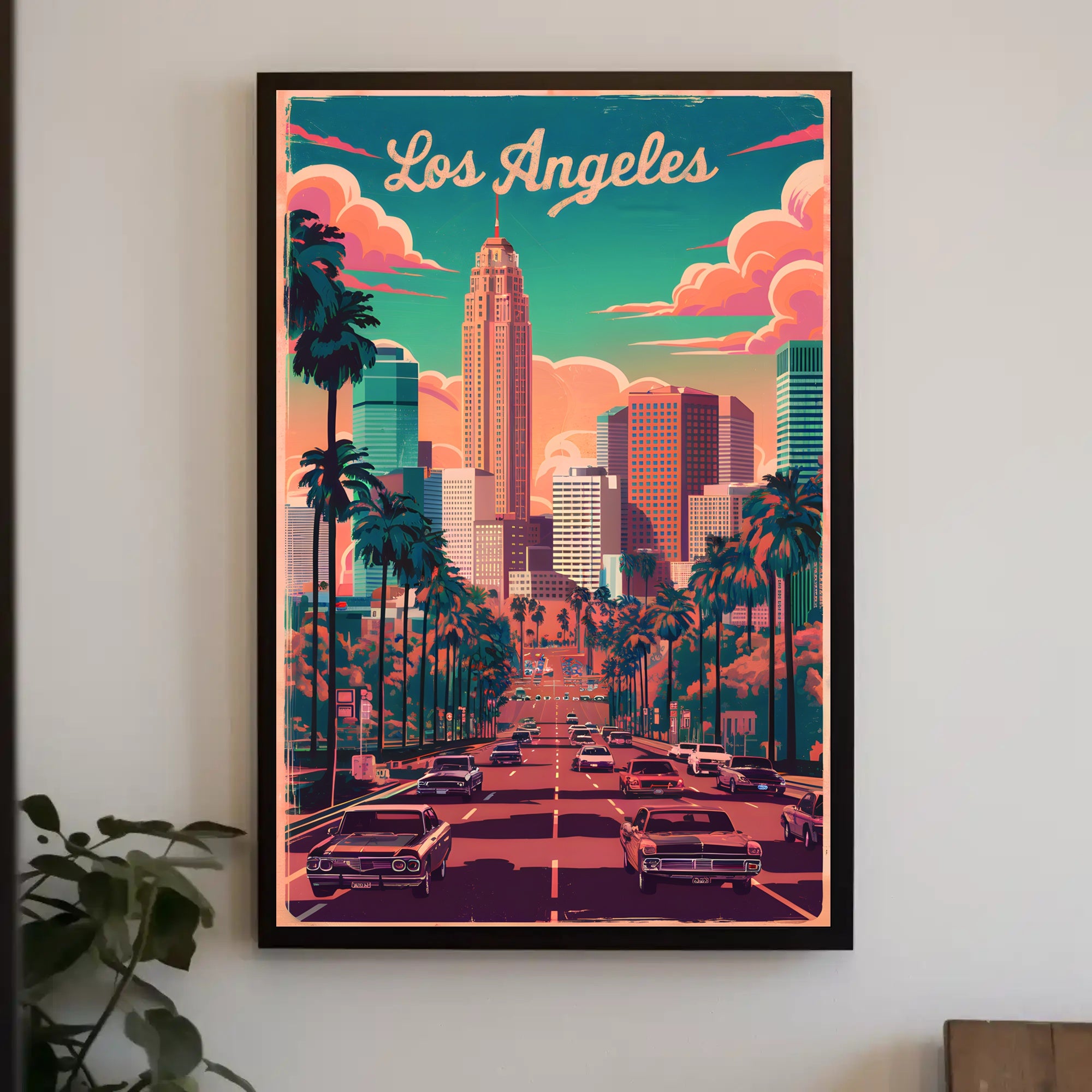 Los Angeles Retro Skyline Poster