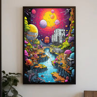 Futuristic Alien Landscape in Vibrant Colors Sci-Fi Poster