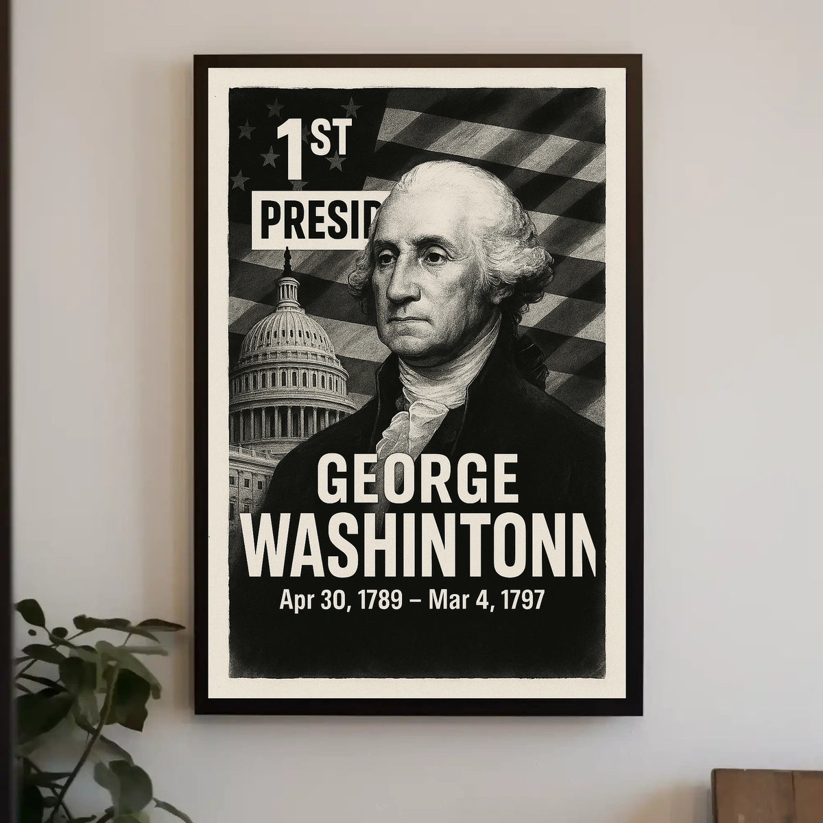 George Washington 1st President of the United States Digital Montaje Poster