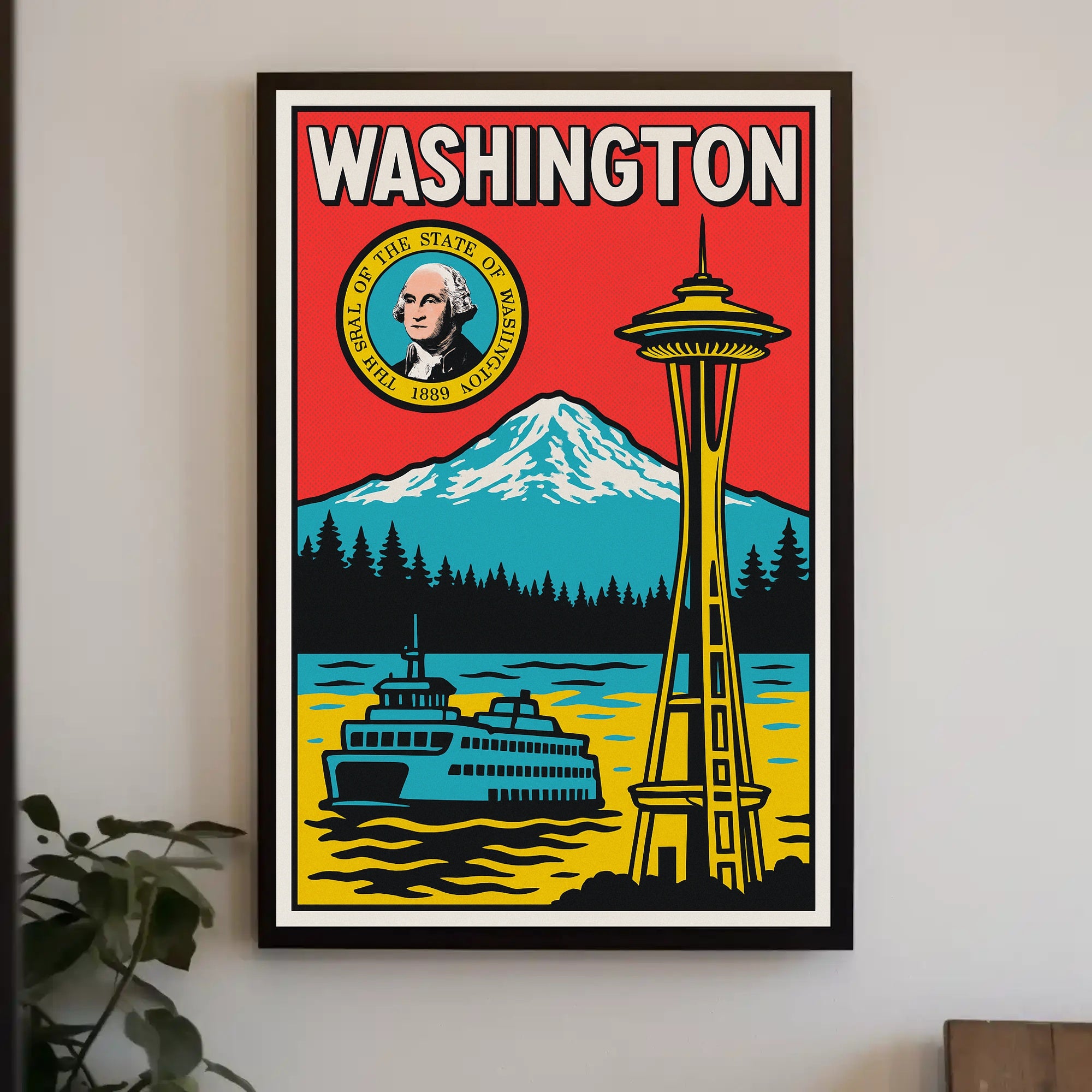Washington State Landmarks Poster PosterGoat