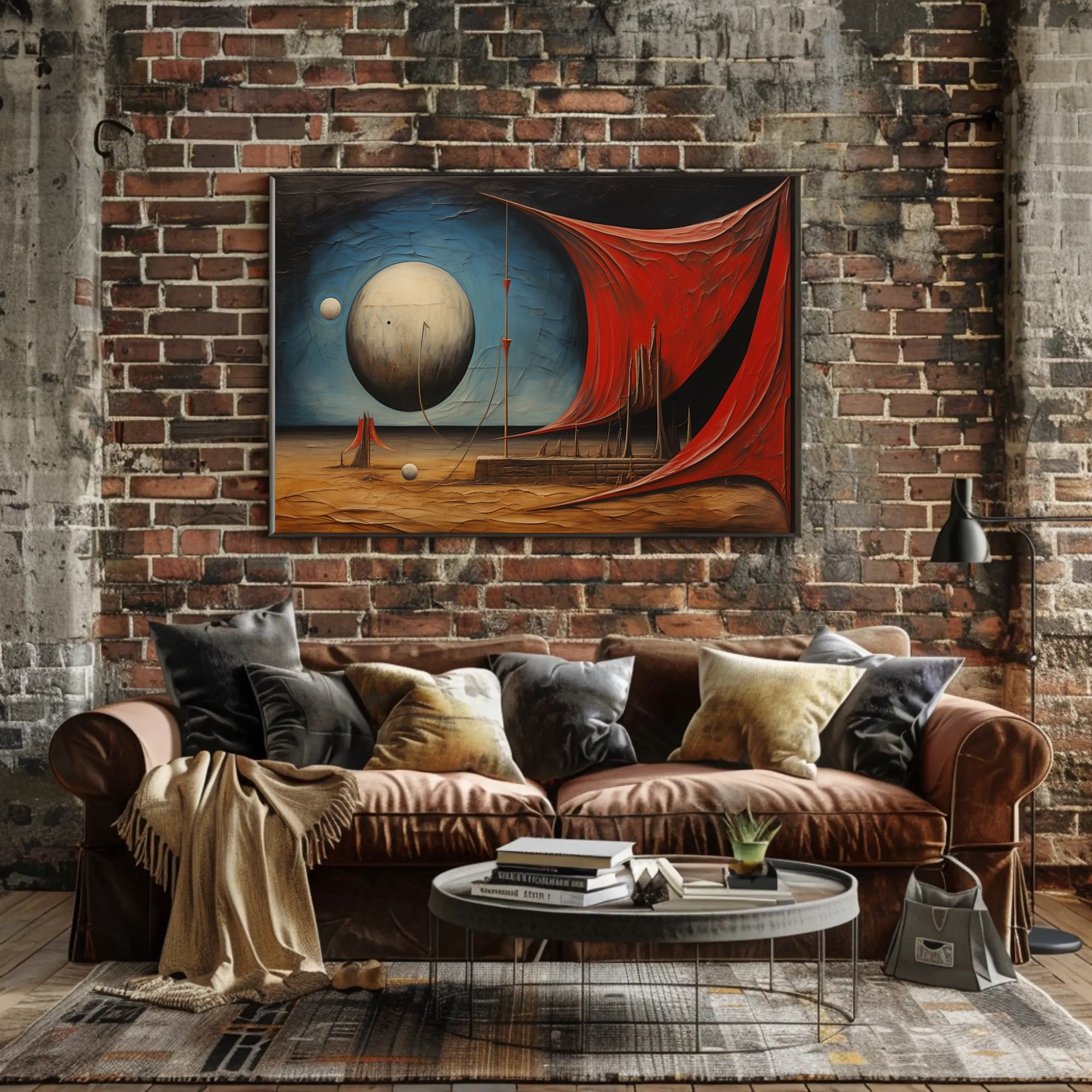 Surreal Spheres in Desert Landscape Artistic Poster