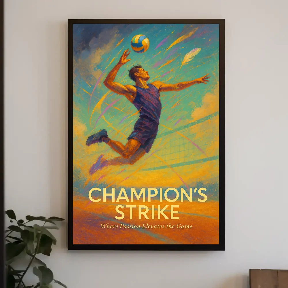 Dynamic Volleyball Champion Sports Poster PosterGoat