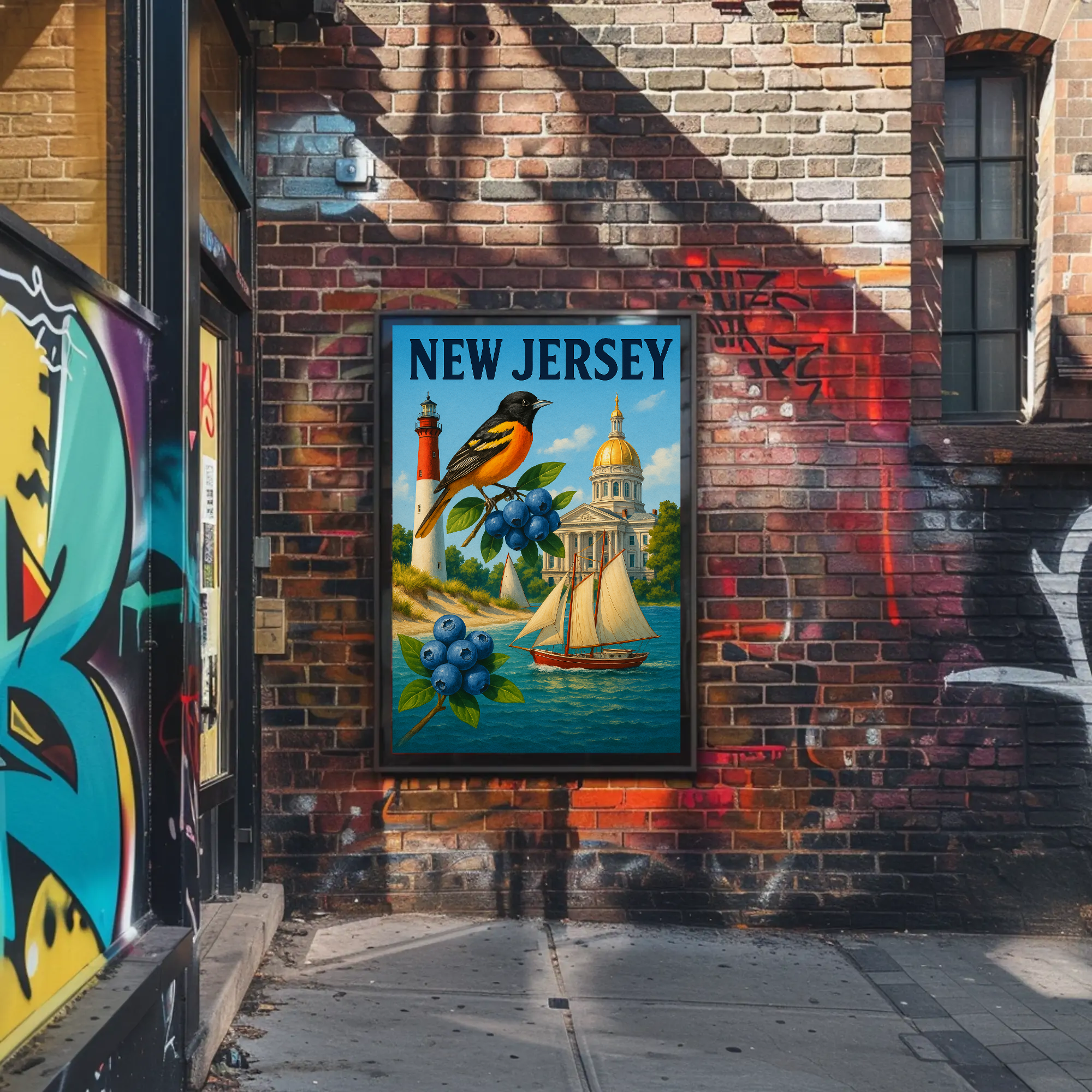 New Jersey Vintage Travel Celebration Travel Poster